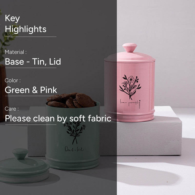 Stainless Steel Jar Canister Set | Pink Green | Set of 2、mySite、camillekostekn