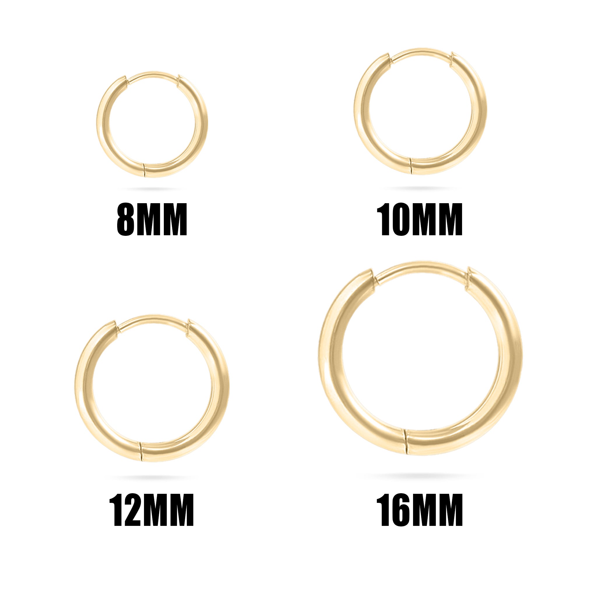 18K Gold PVD Stainless Steel Classic Hoop Huggie Earrings / ERJ0021、mySite、dreamappss
