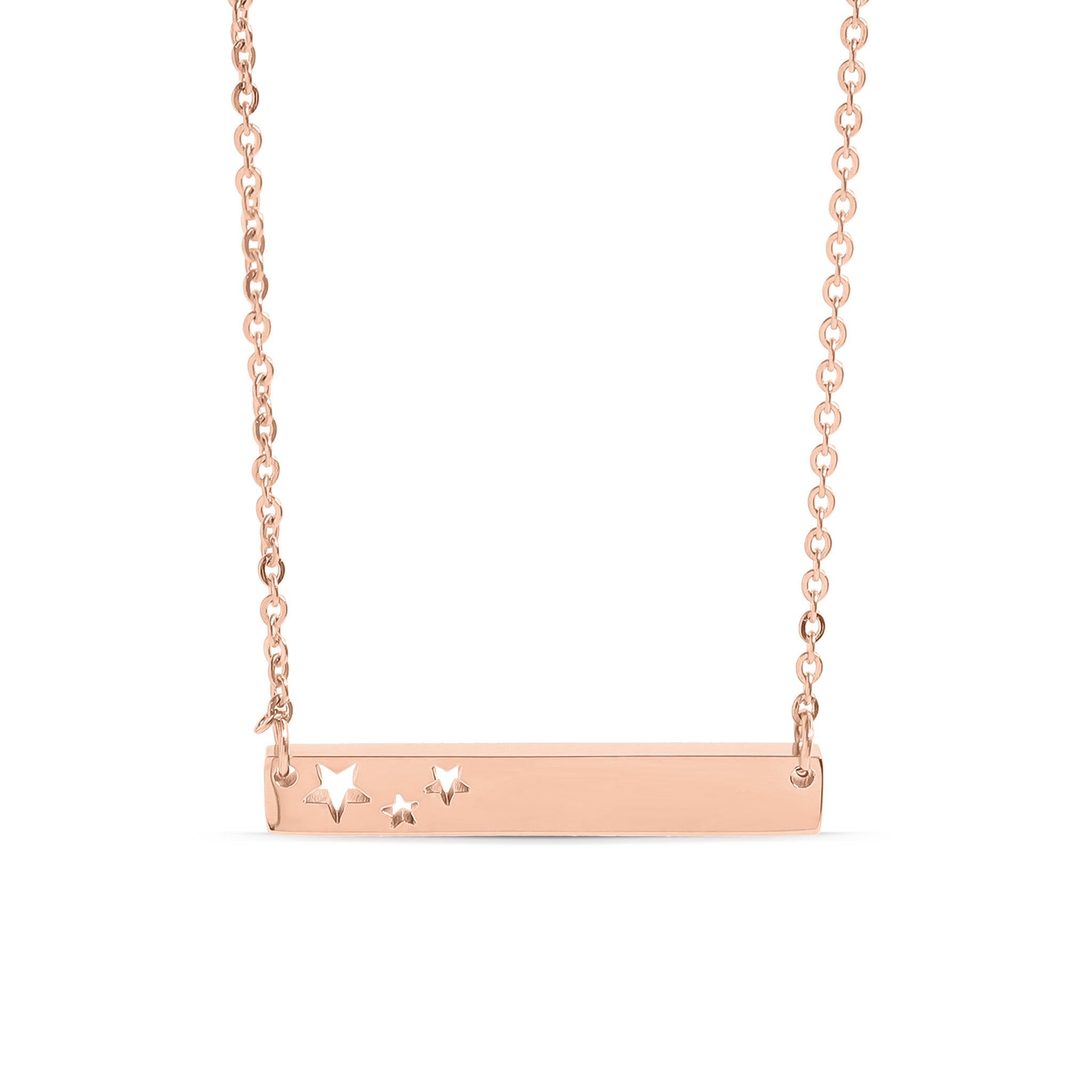 18K Gold PVD Stainless Steel Stars Cutout Horizontal Blank Bar Necklace / SBB0151、mySite、dreamappss