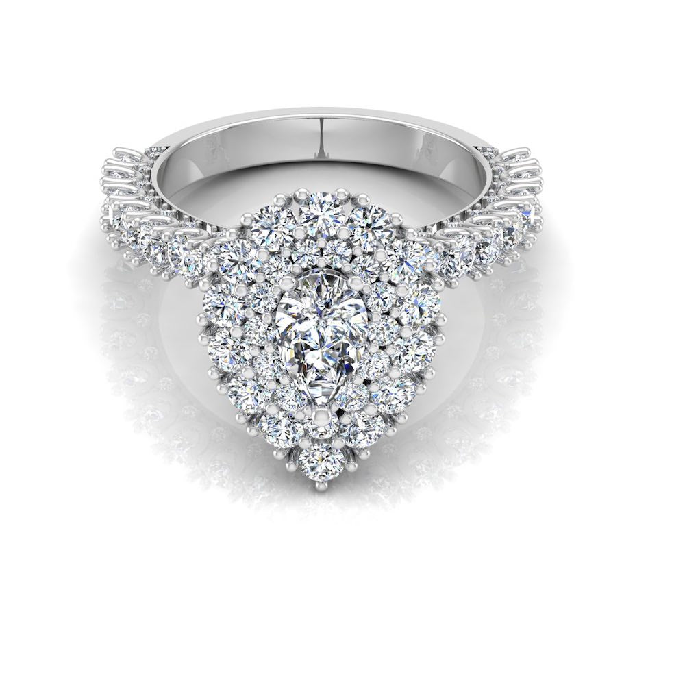 Antique Style Pear Top And Side Halo Moissanite Engagement Ring、mySite、hinf8tx79