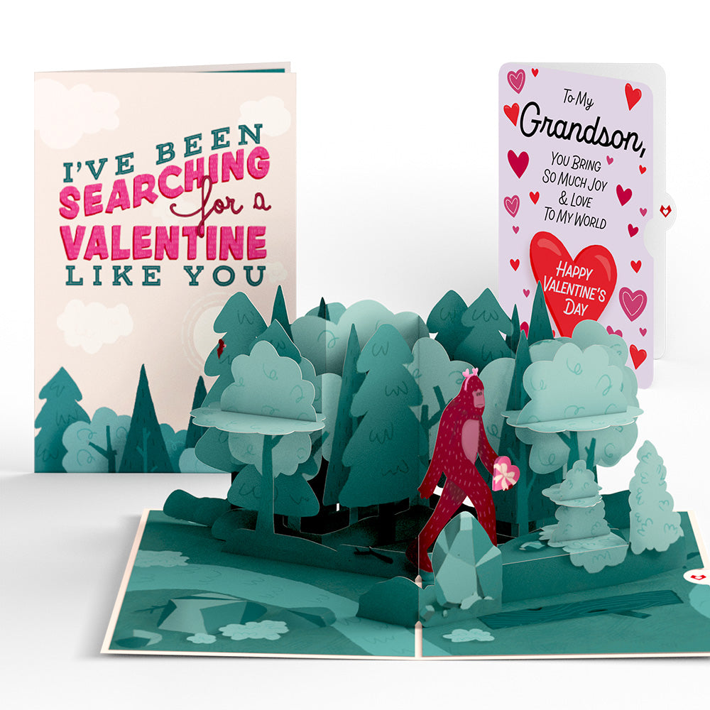 Searching for a Valentine Like You Bigfoot Valentine Pop-Up Card and Sentiment Set for Grandson、mySite、solidvoid