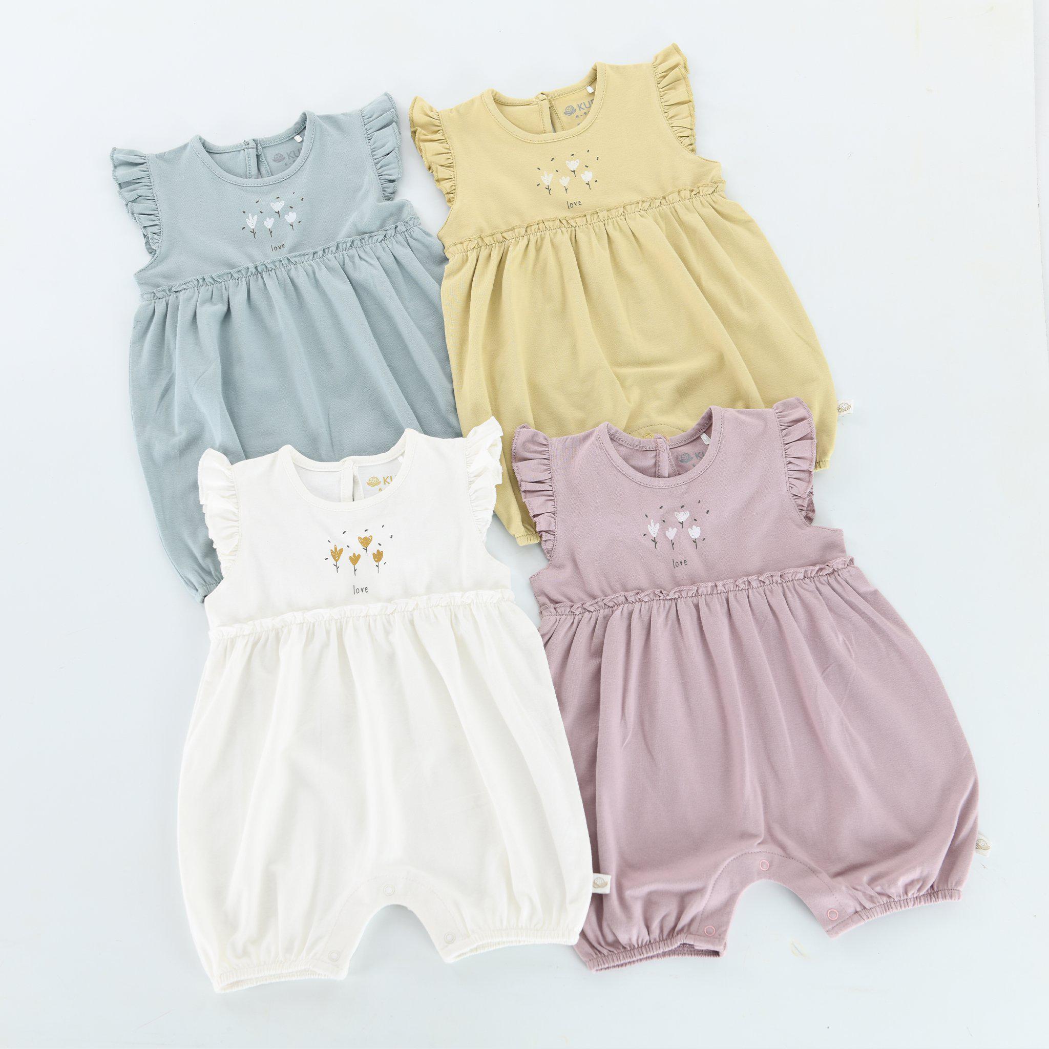 RETIRED - Kudaa Organic Frilly Romper - Bunny White、mySite、g9winljtr