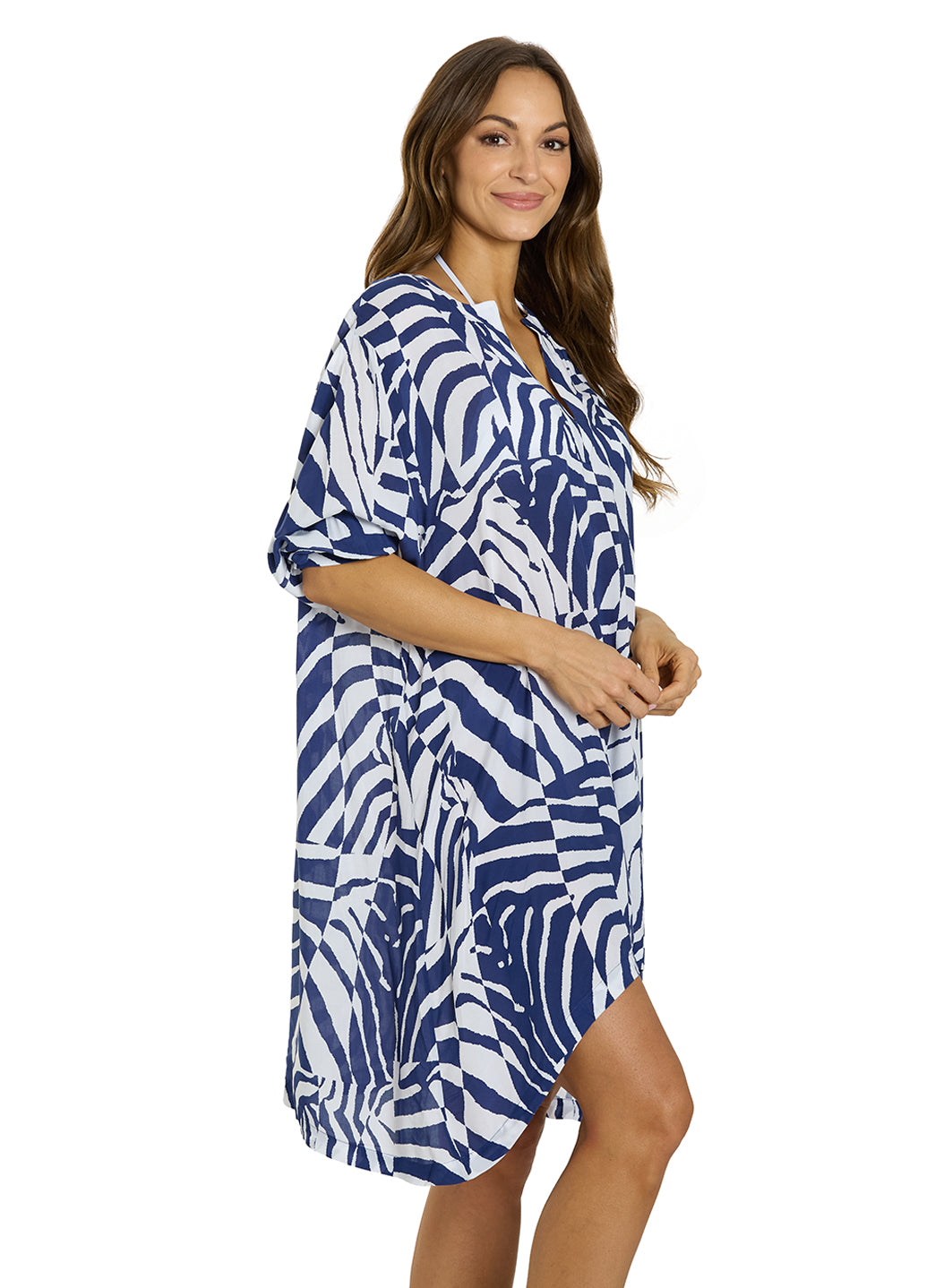 Jantzen Women's Wild Curve Loretta V Neck Cover Up Tunic、mySite、noshort