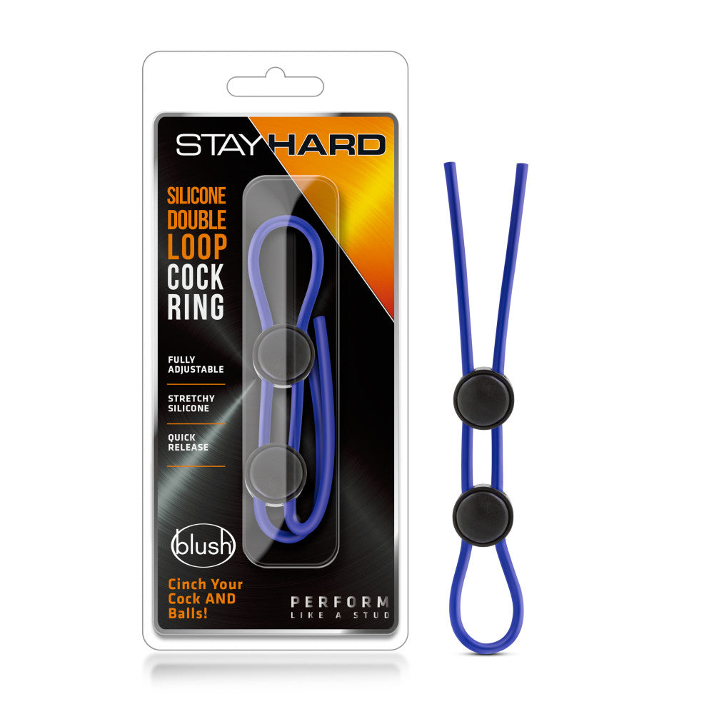 Stay Hard By Blush® | Blue Silicone Double Loop Penis Ring、mySite、bottomscart