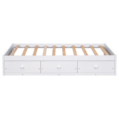 Orisfur. Twin Size Platform Storage Bed with 3 Drawers、、casual