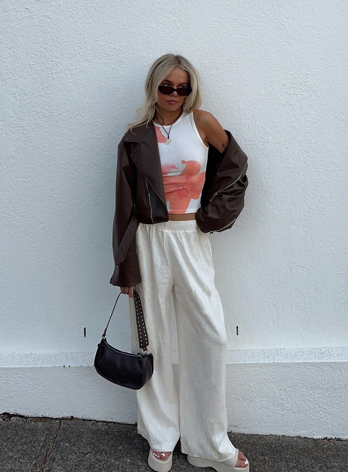 Louis Linen Blend Pants White Petite、mySite、solidvoid