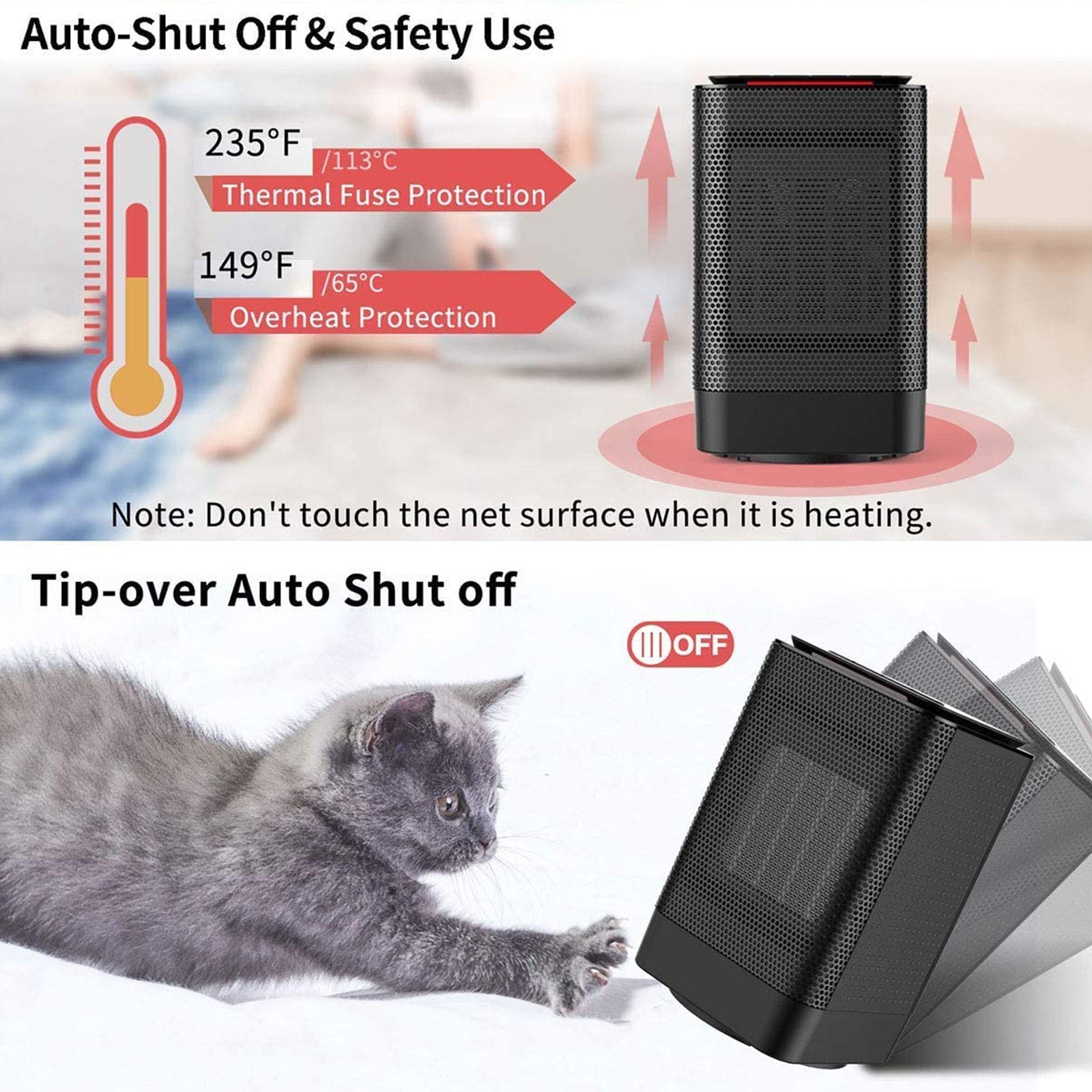 DH-QN02 Portable Fast-heating Space Heater with 45° Oscillation、mySite、fannypackpong