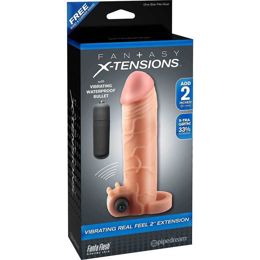 Vibrating 2 Inch Tan Penis Extension Sleeve Real Feel X-Tensions、mySite、bottomscart