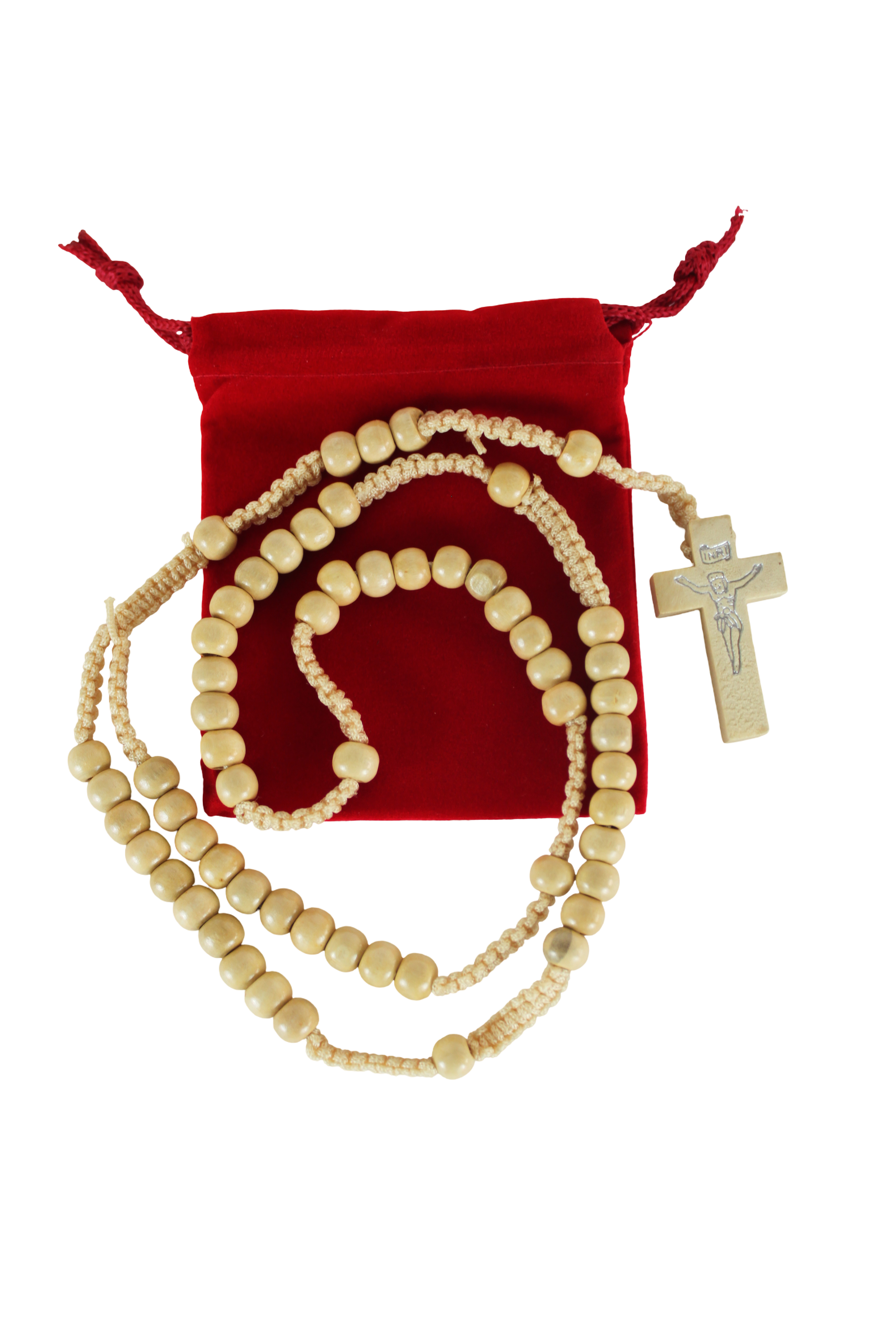  Pair of Black and Beige Wooden Rosaries with Two Velvet Bags - Colored Wooden Beads Rosary Necklaces with Jesus Imprint Cross、mySite、elrpsem3k