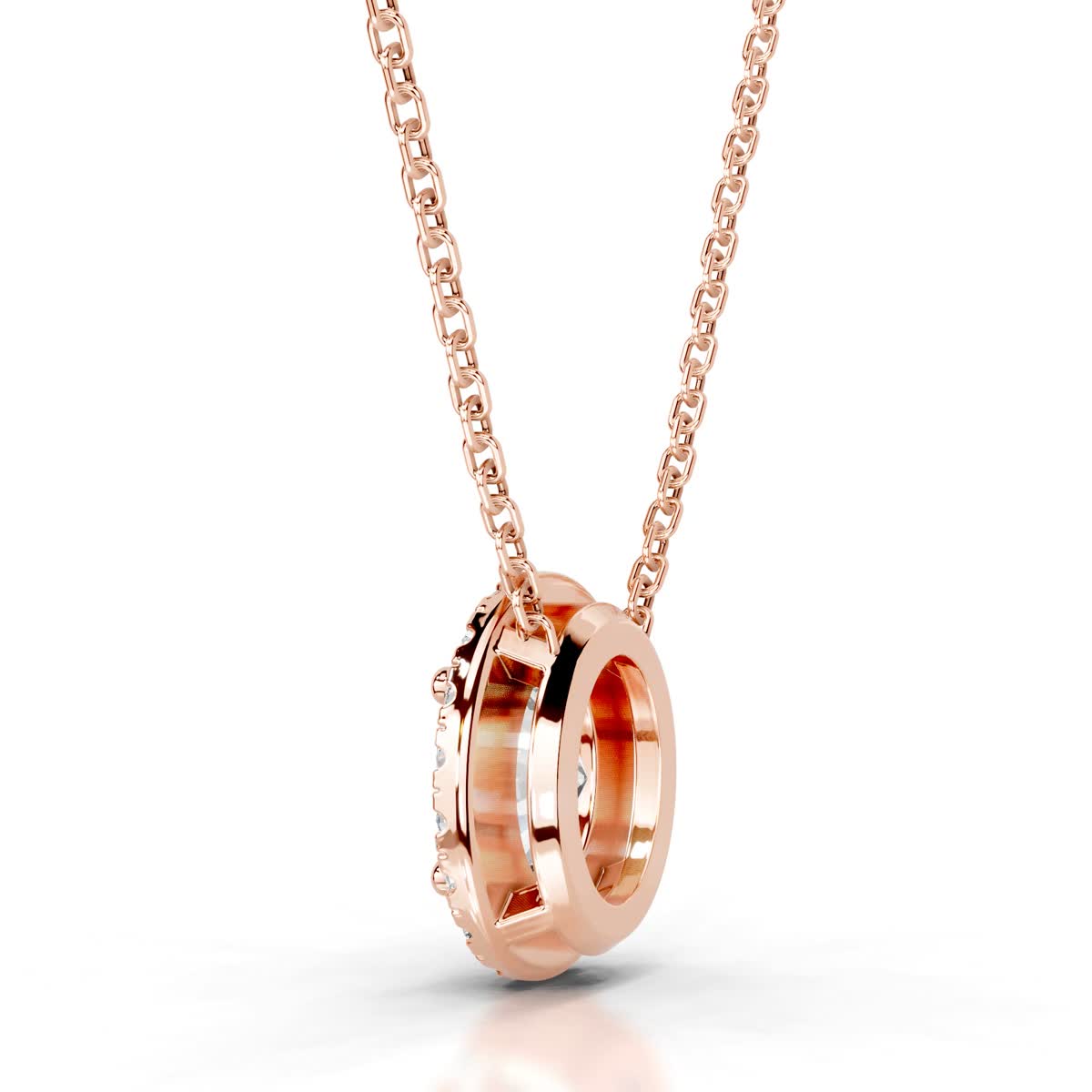 Petit Manon Lab Grown Diamond Halo Pendant -14K Rose Gold、mySite、hinf8tx79
