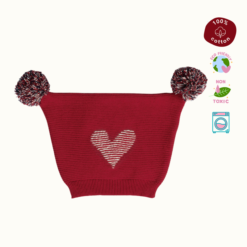 Cotton Reindeer Jacquard Sweater, Lower & Cap Set | Printed | Red | Set of 3、mySite、camillekostekn