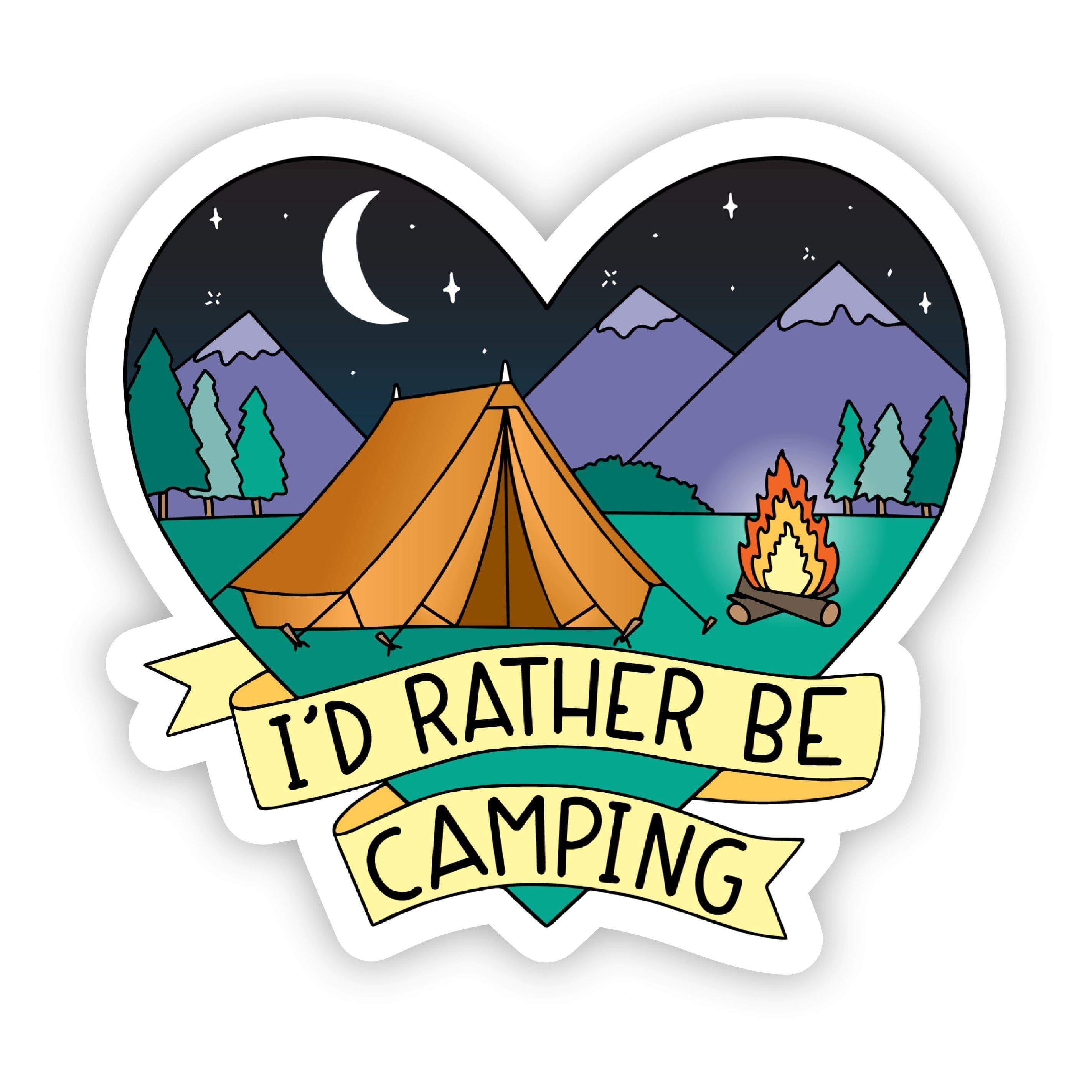  I'd Rather Be Camping Heart Nature Sticker、mySite、elrpsem3k