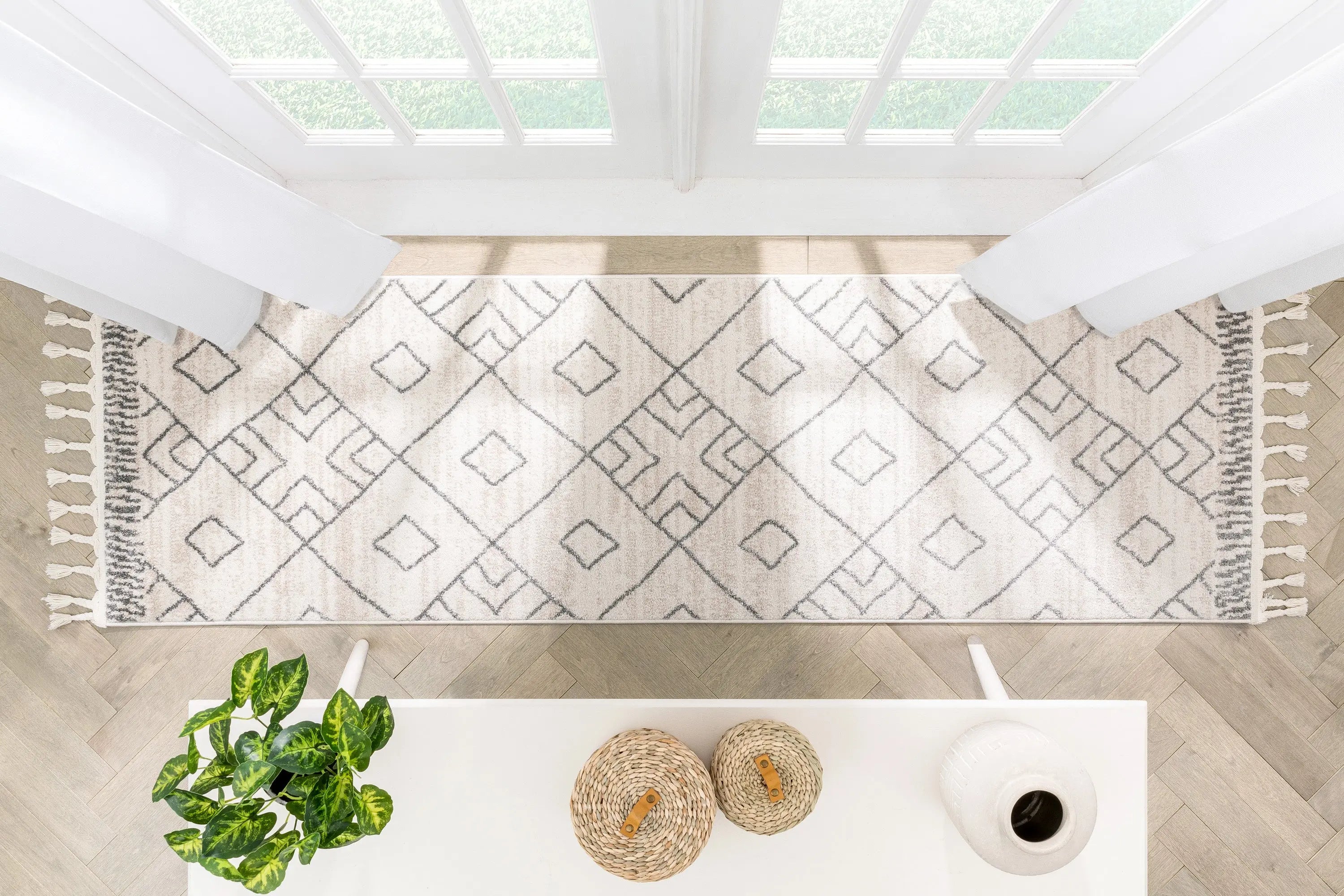 Diodelly Moroccan Lattice Trellis Ivory Grey Rug、mySite、gigharbornorthrealestate