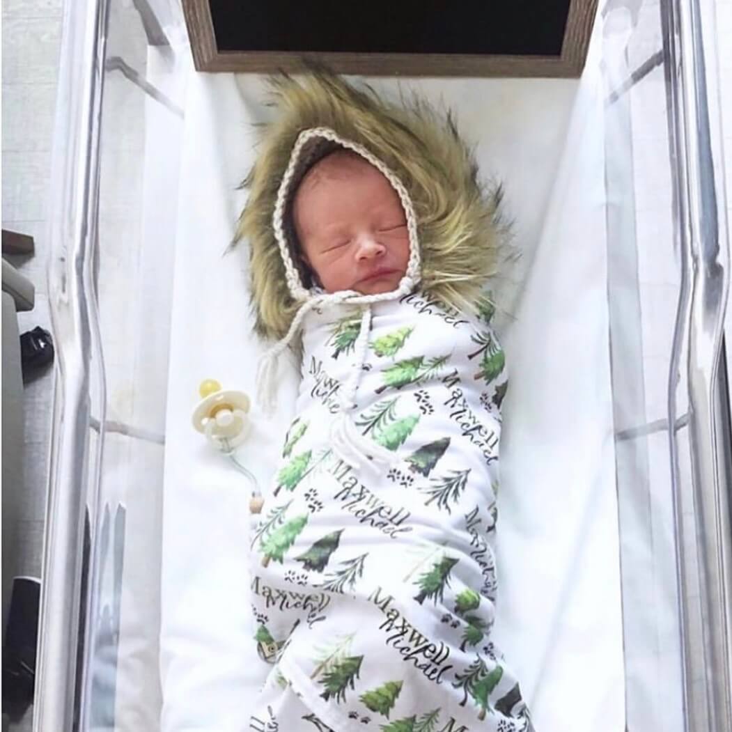  Woodland Trees Personalized Baby Name Swaddle Blanket、mySite、layawaytickets
