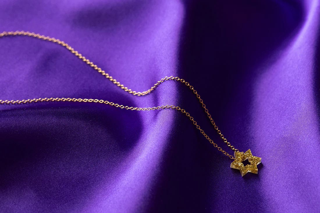 Micro Floating Magen David Necklace - Gold Glitter、mySite、topwebapps