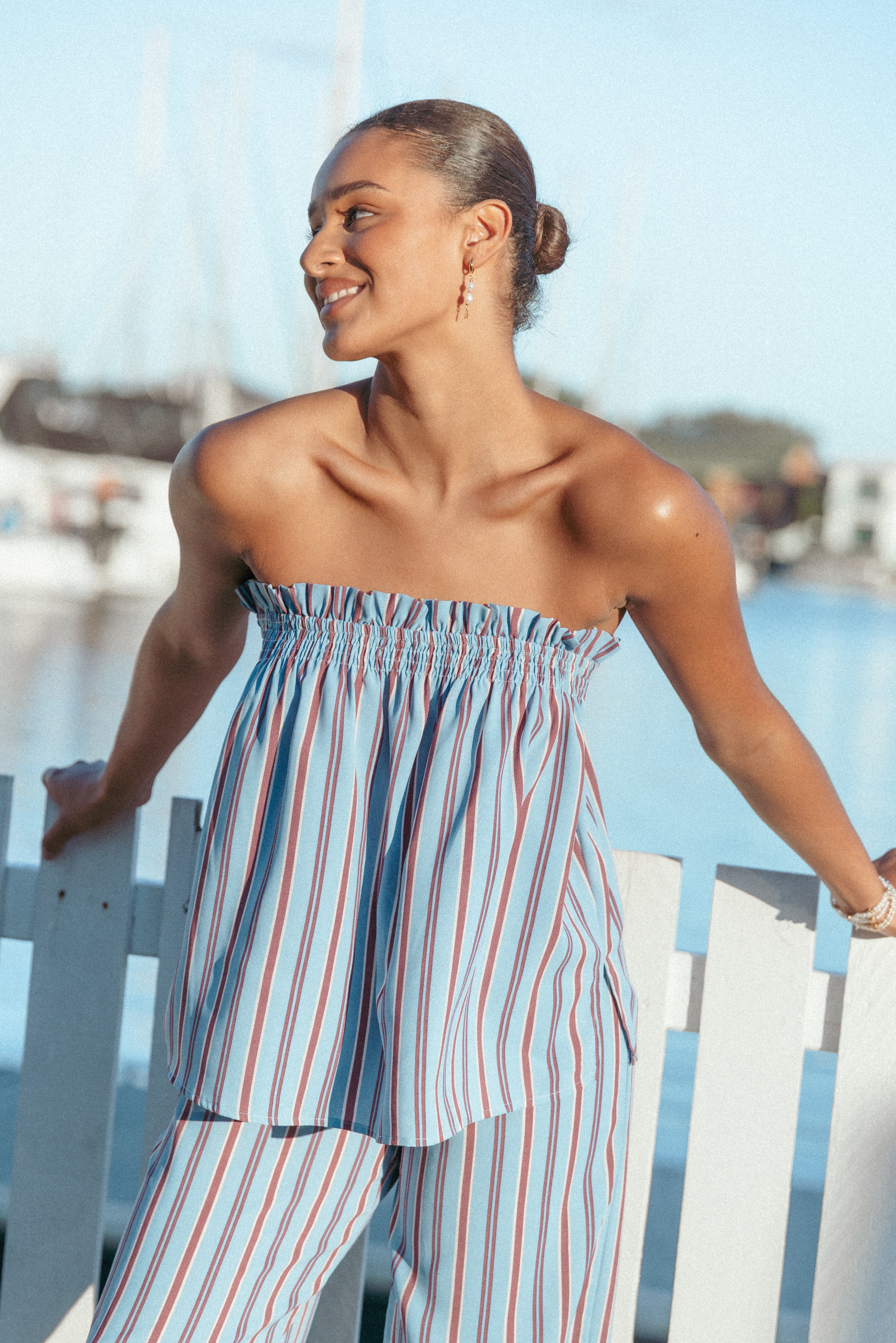  Zemira Strapless Top - Blue Stripe、mySite、sugarbowlscore