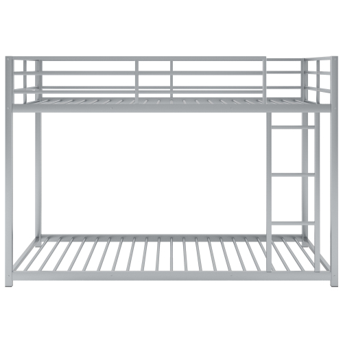 Full over Full Metal Bunk Bed, Low Bunk Bed with Ladder, Black(Old SKU:MF197034AAB)、、casual
