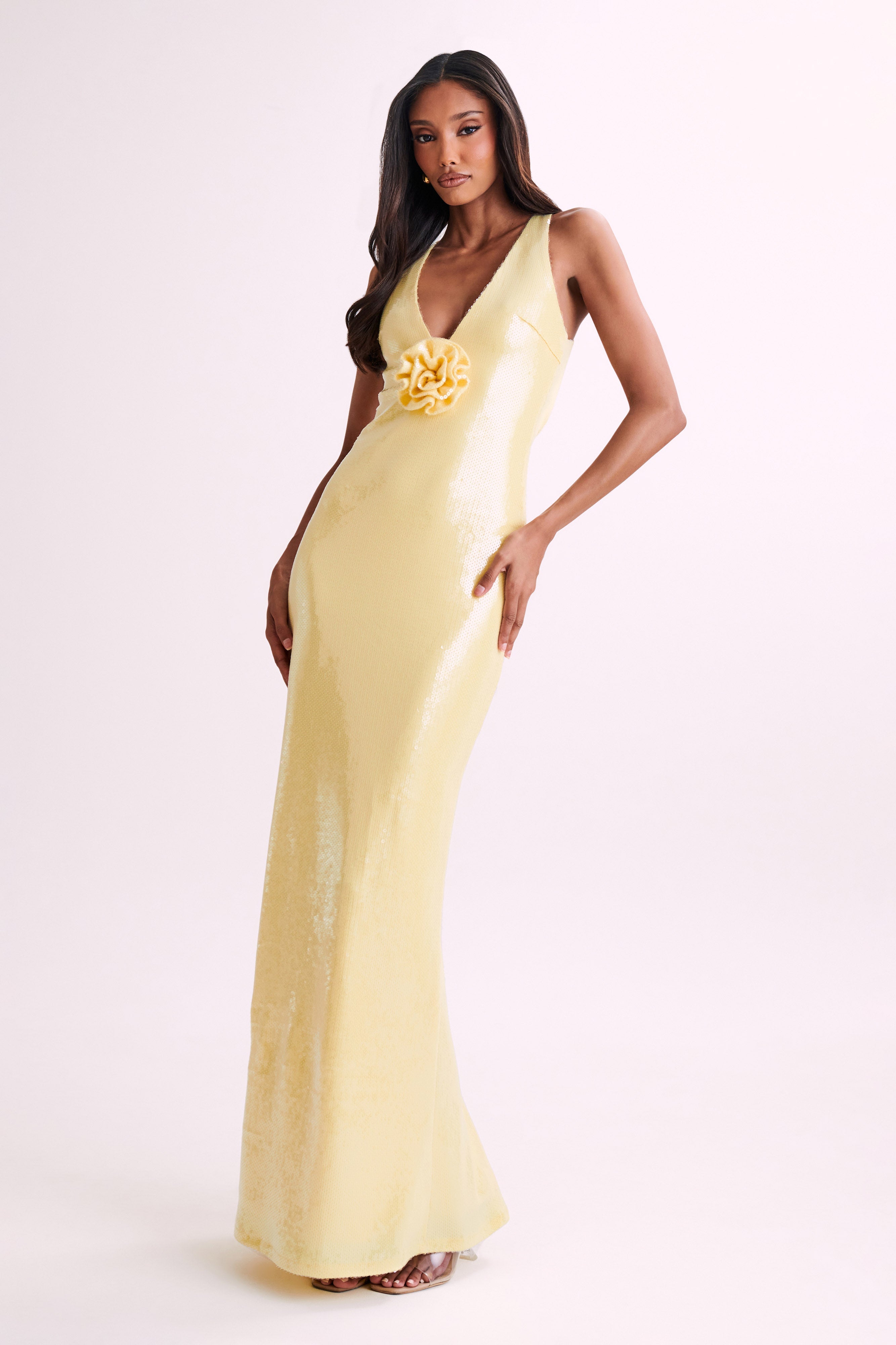Eliza Rose Sequin Maxi Dress - Lemon、mySite、solidvoid