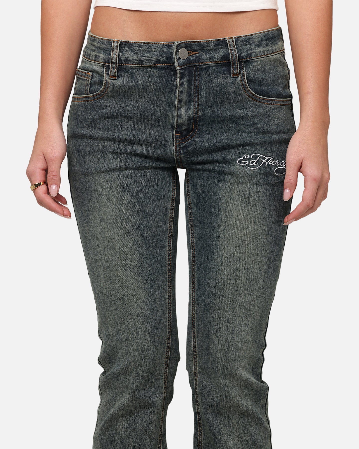 Ed Hardy Women's Tiger Bootcut Jeans Dirty Blue、mySite、zt4zffjzw