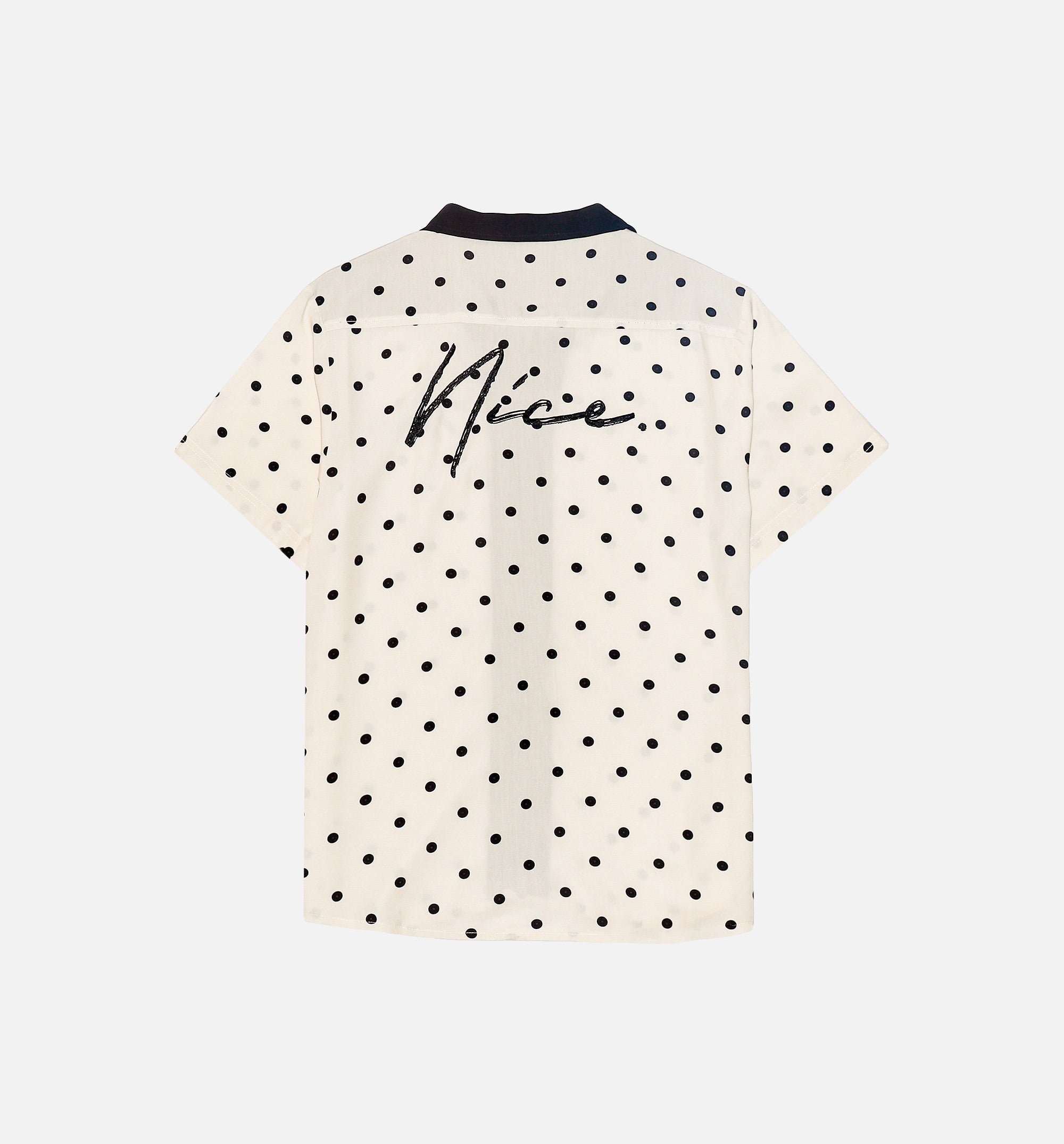Nice Polka Dot Short Sleeve Rayon Shirt Mens Top - Cream、mySite、dreamappss