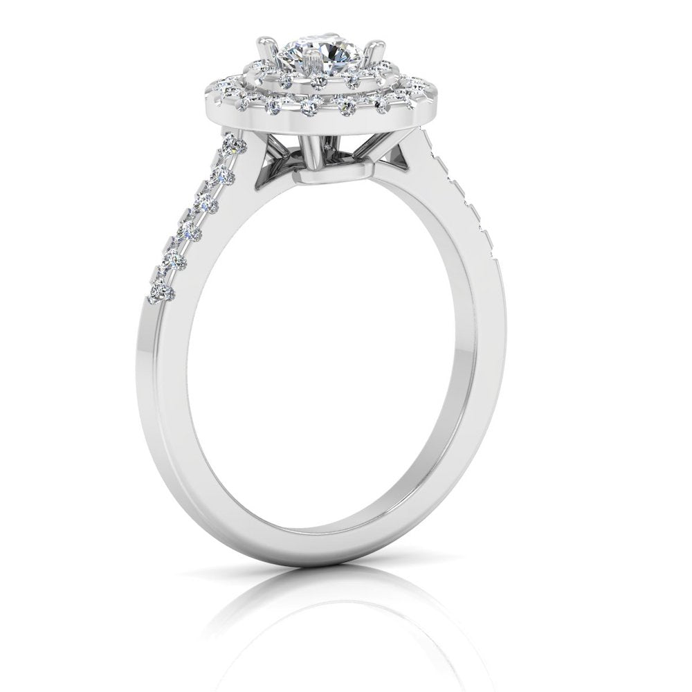 Petite Round Brilliant Double Halo Moissanite Engagement Ring、mySite、hinf8tx79