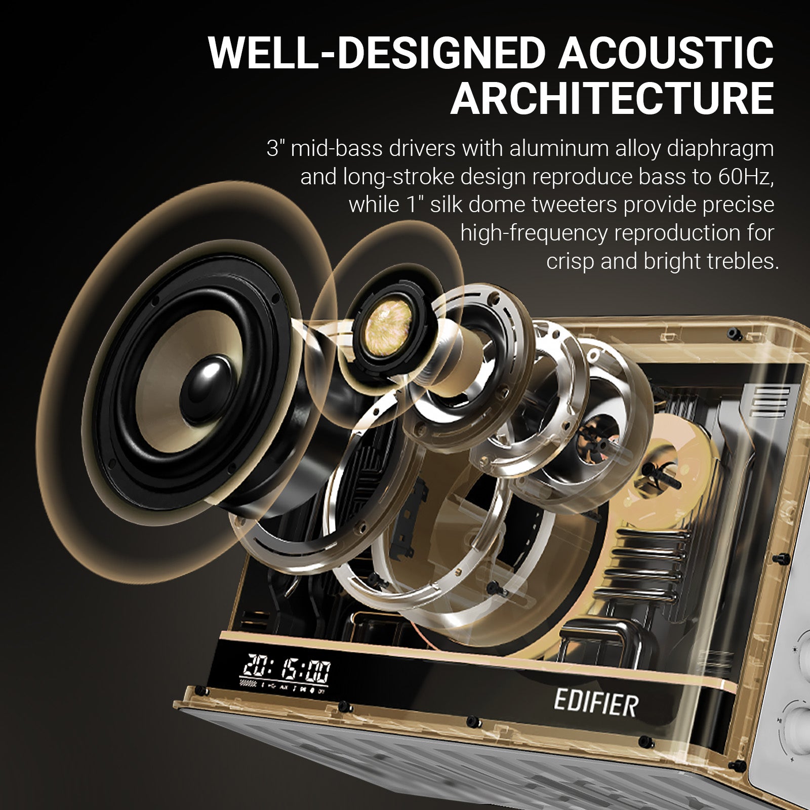 Edifier Tabletop Bluetooth Speaker Hi-Res Audio & Hi-Res Audio Wireless Certified Computer Speaker (White)、mySite、camillekostekn