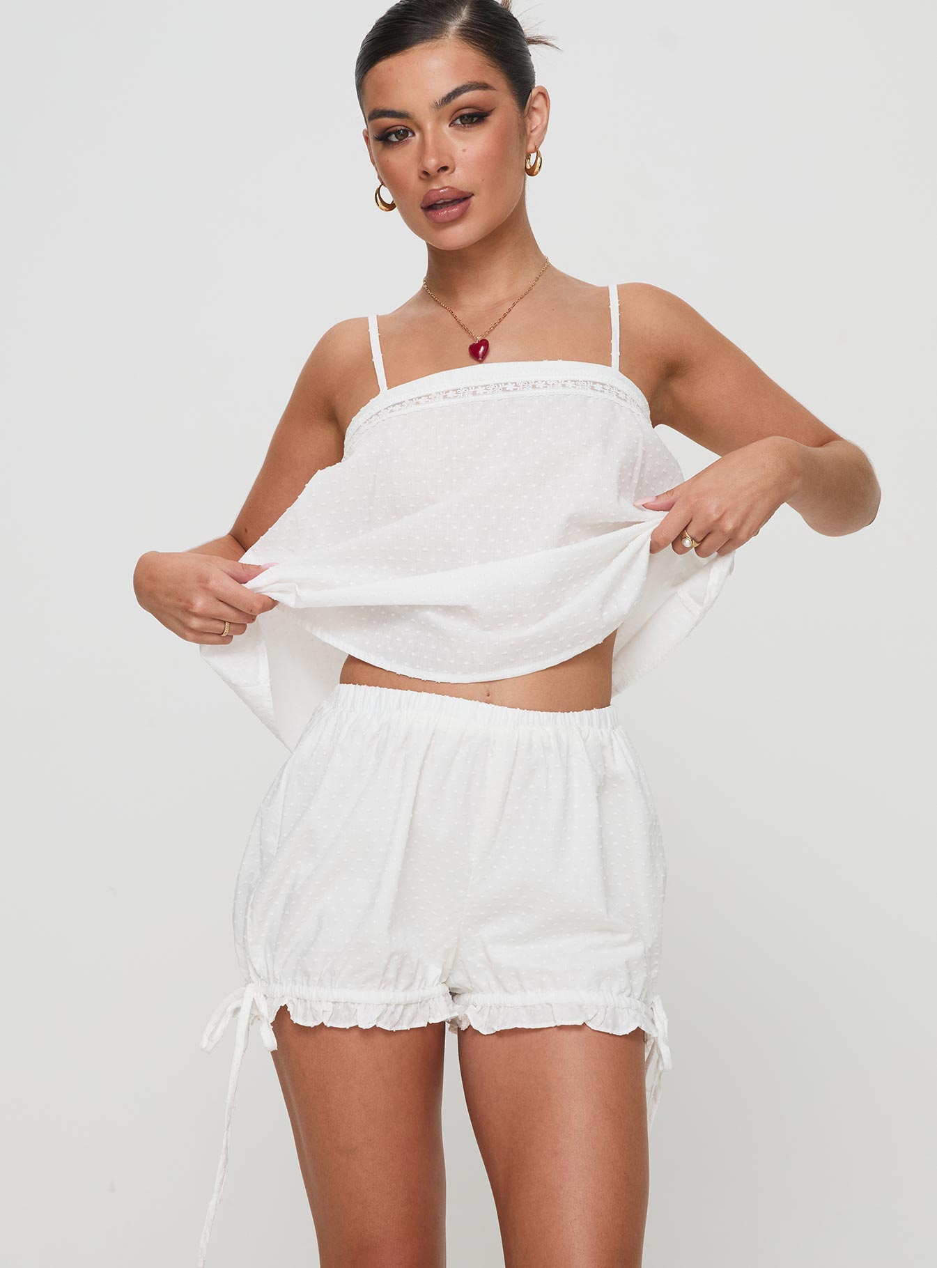 Invisible String Lace Sleep Short White、mySite、solidvoid