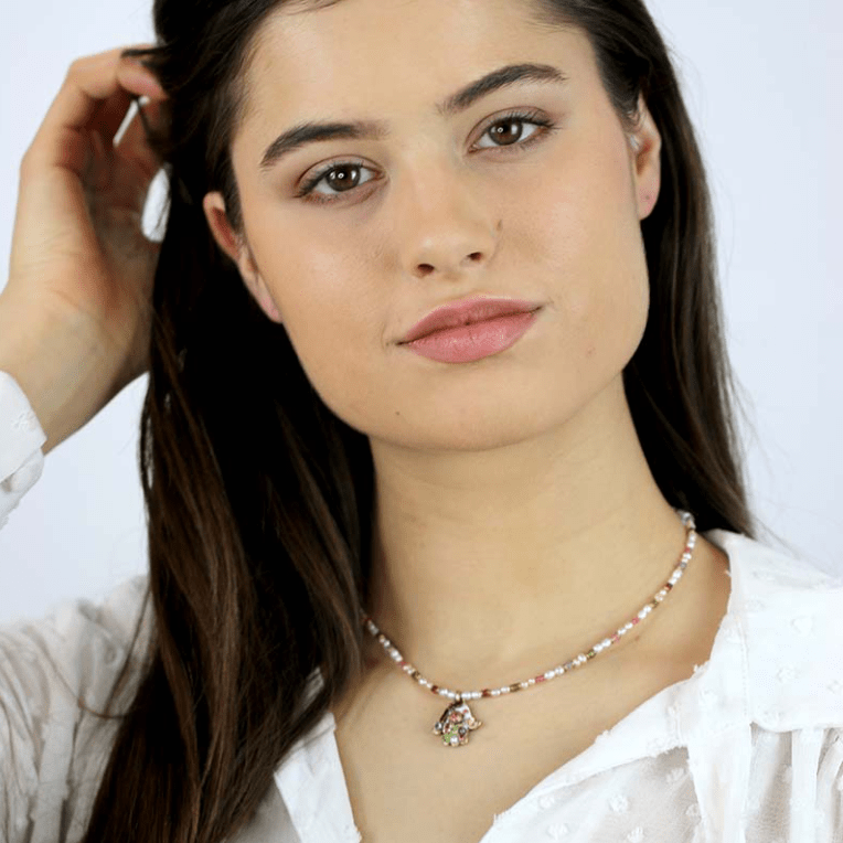 Pearl Blossom Hamsa Necklace by Michal Golan、mySite、topwebapps