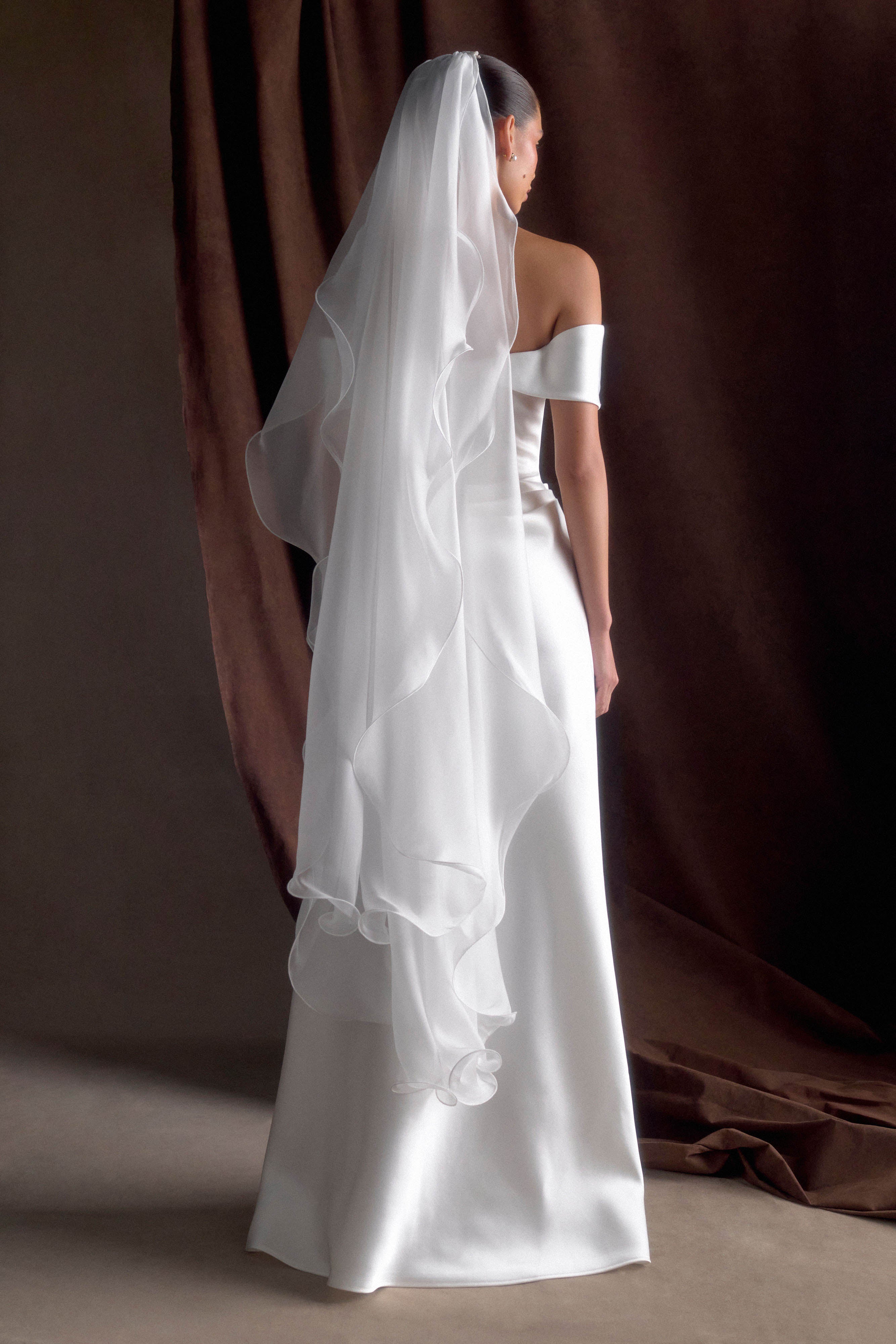 Asteria Draped Chiffon Veil - Ivory、mySite、solidvoid