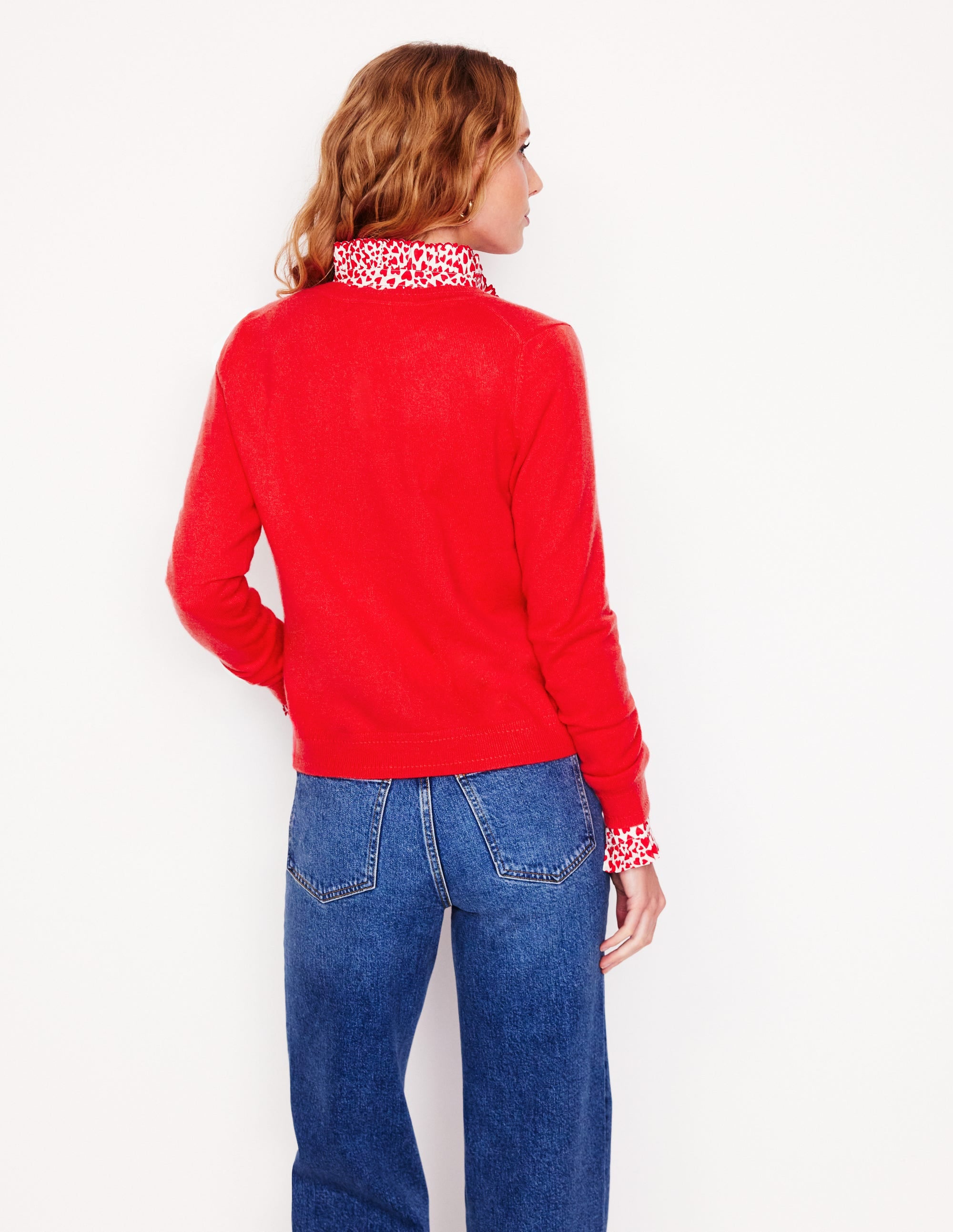  Eva Cashmere Crew Cardigan-Strawberry Tart Red、mySite、ashleygrahame