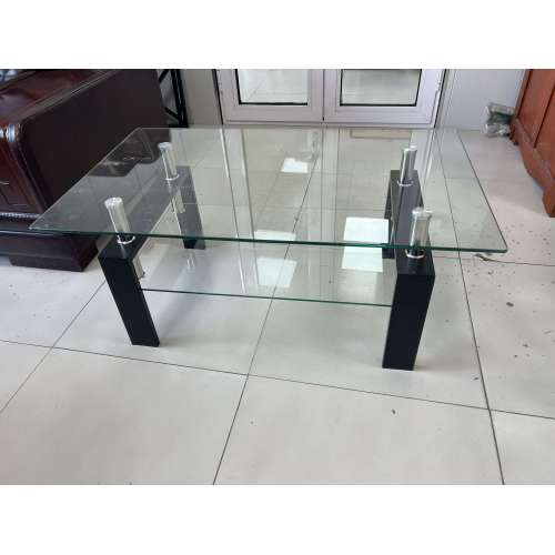 Tempered Black Glass Coffee Table, 2-Layers Tea Table、、casual