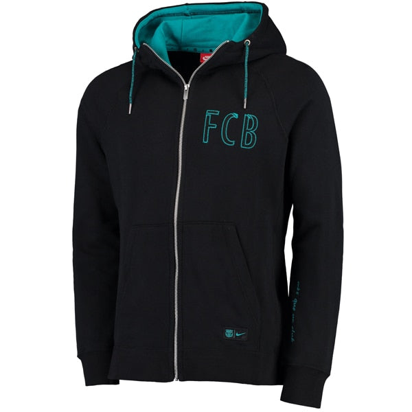 Nike Men's FC Barcelona Full Zip Hoodie 16/17 Jacket Black/Energy、mySite、noshort