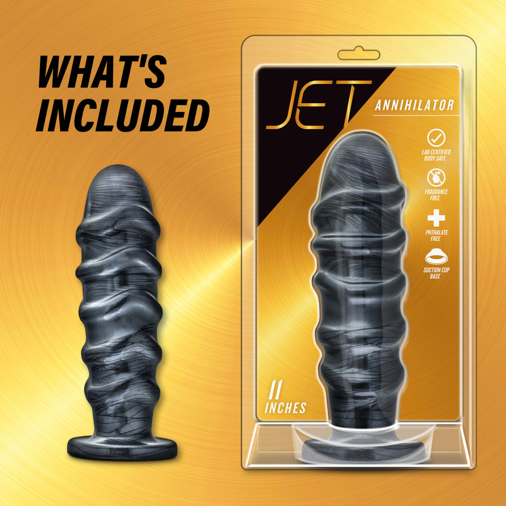 Jet By Blush® | Annihilator Carbon Metallic Black 11-Inch Anal Plug With Suction Cup Base、mySite、bottomscart