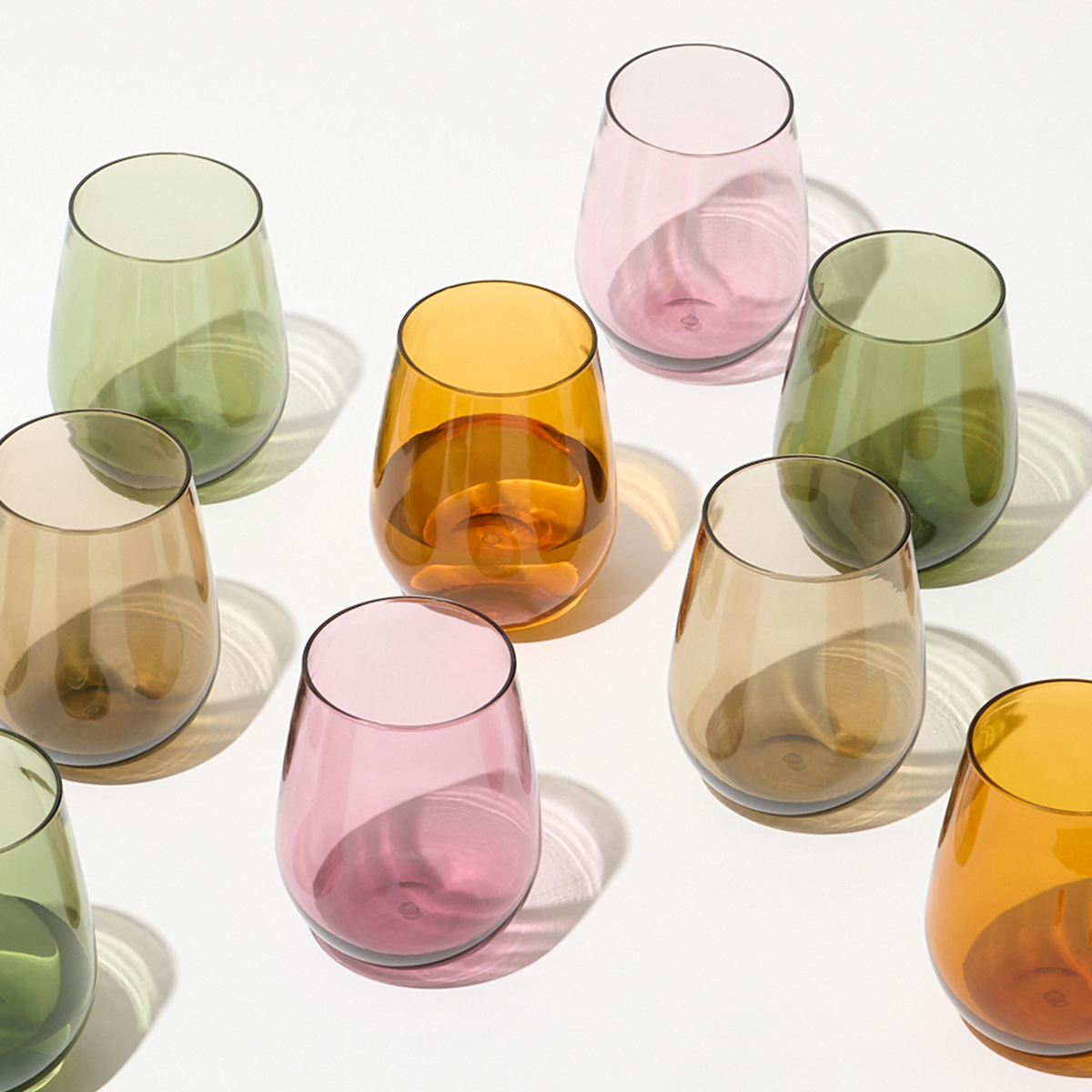 RESERVE 16oz Stemless Wine Color Series Tritan Copolyester Glass Mixed Set、mySite、camillekostekn