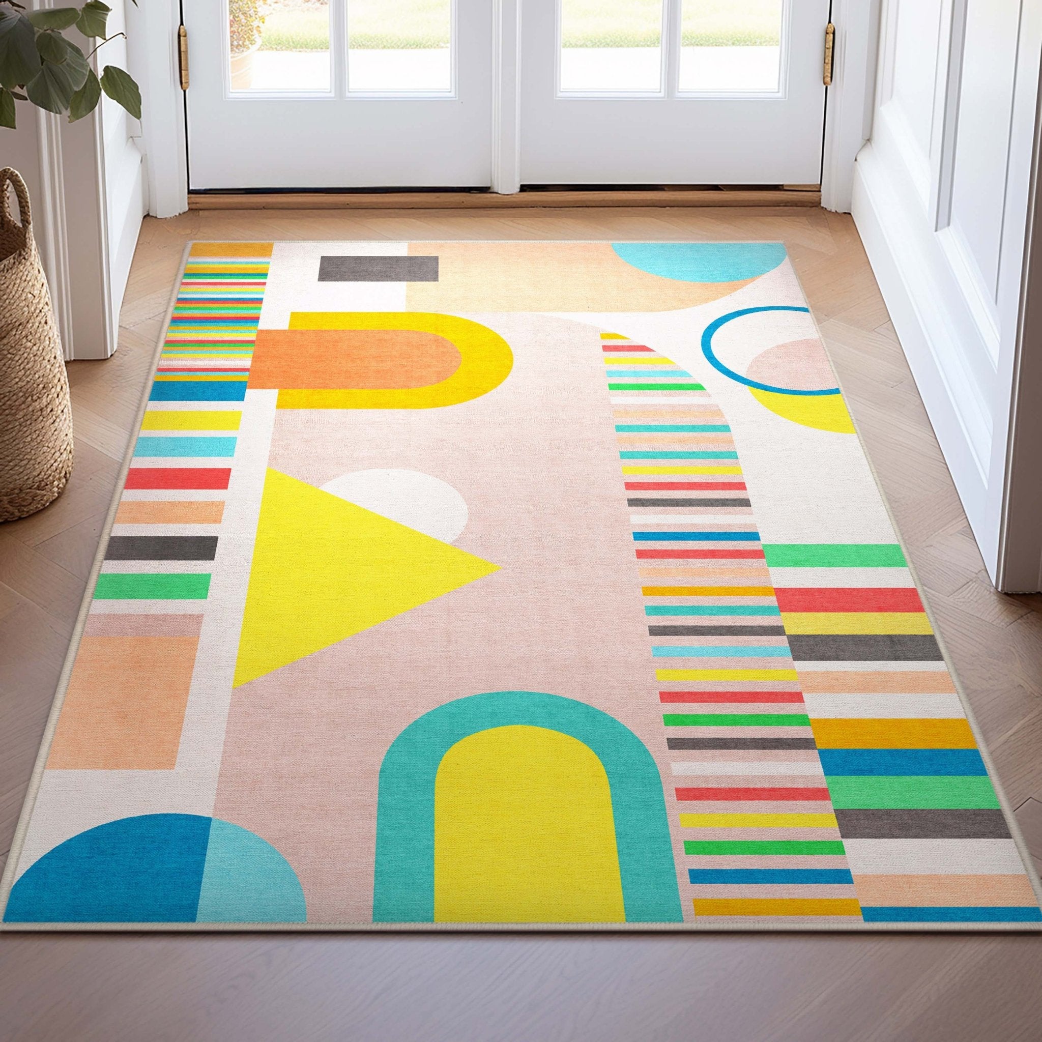 Apollo Geometric Modern Shapes Multi Color Rug for Living Room, Bedroom, Kitchen & Office、mySite、gigharbornorthrealestate