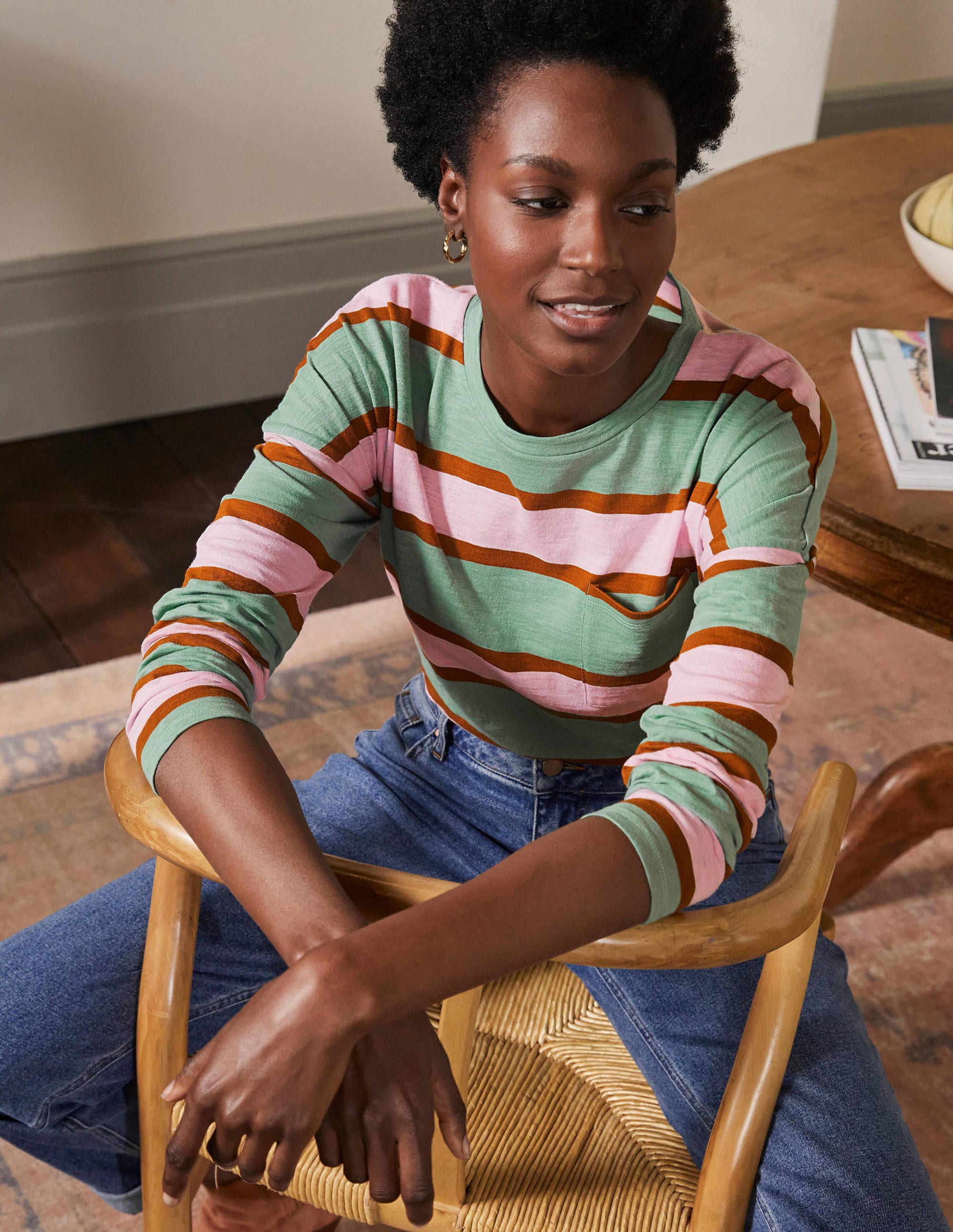  Boxy Jersey Tee-Duck Egg/ Coconut Stripe、mySite、ashleygrahame