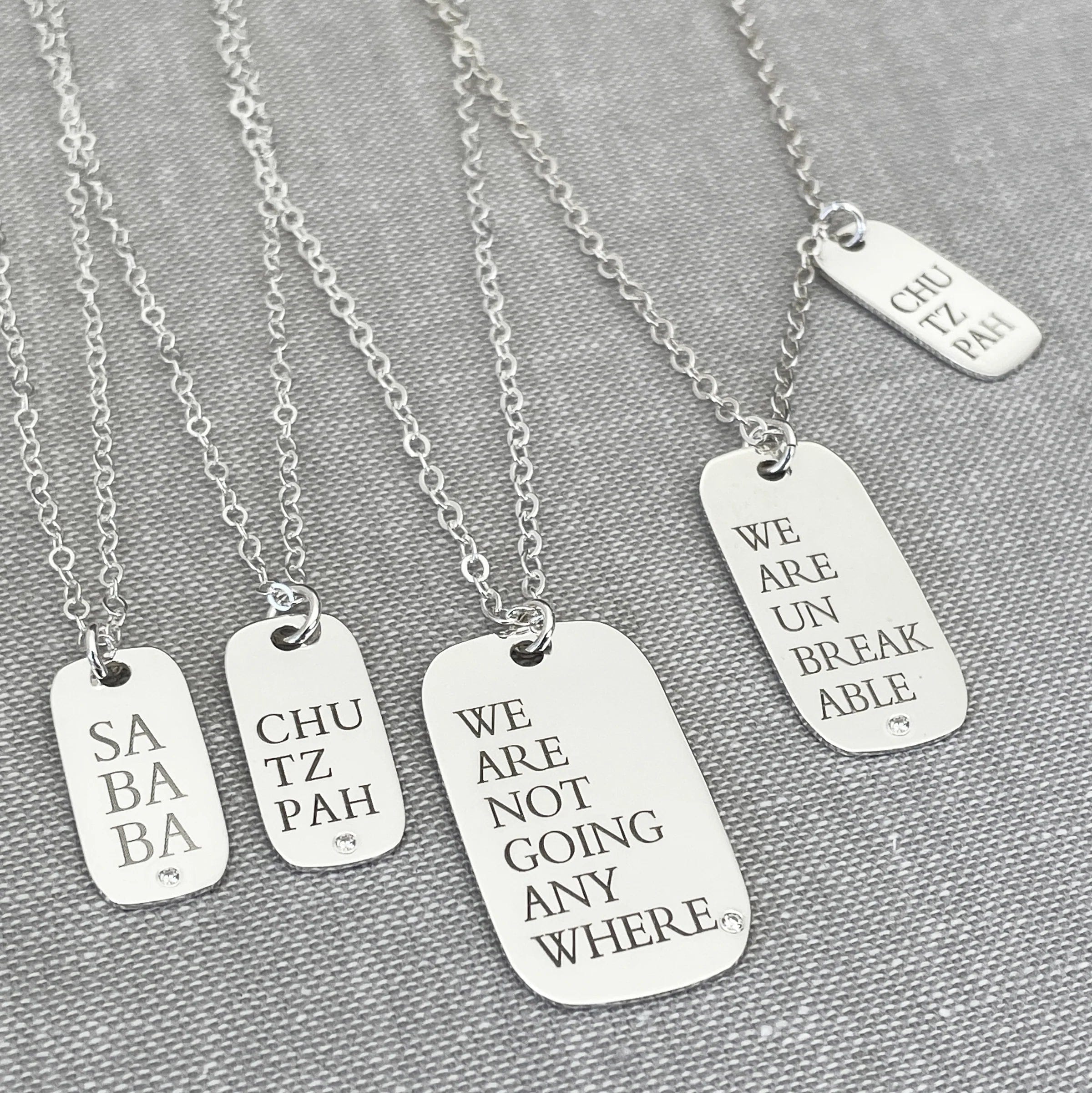 MMJ My Way ID Tag Necklace with Diamond - Choice of Statement - (Sterling Silver or Gold-Plated)、mySite、topwebapps