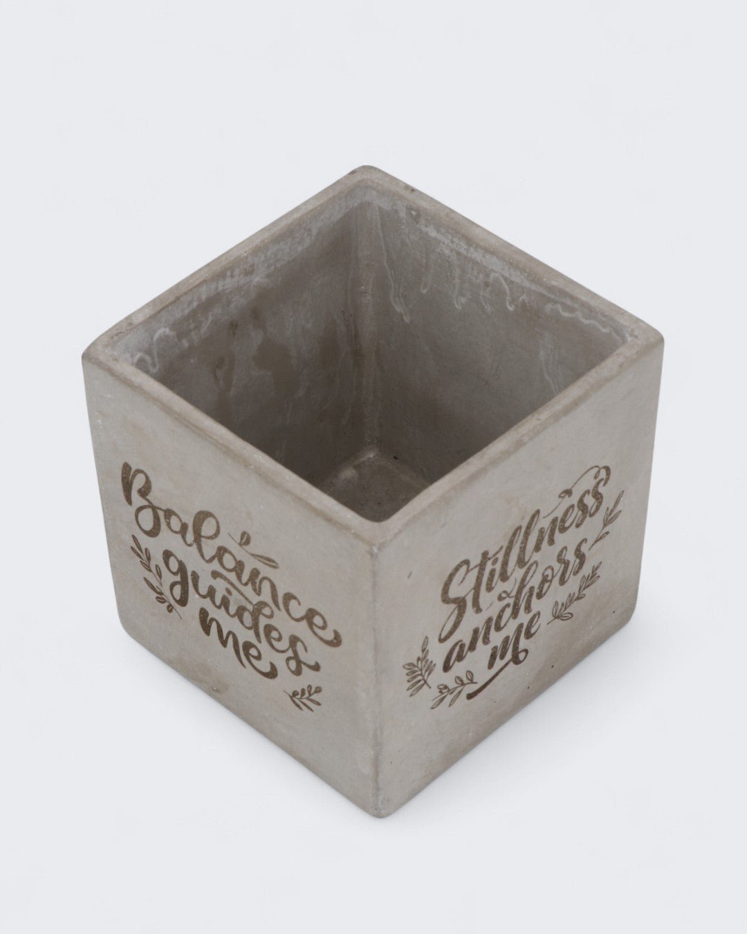 Inspirational Cast Stone Planter – 4-Sided Engraved “Stillness Anchors Me” Cement Pot、mySite、topwebapps