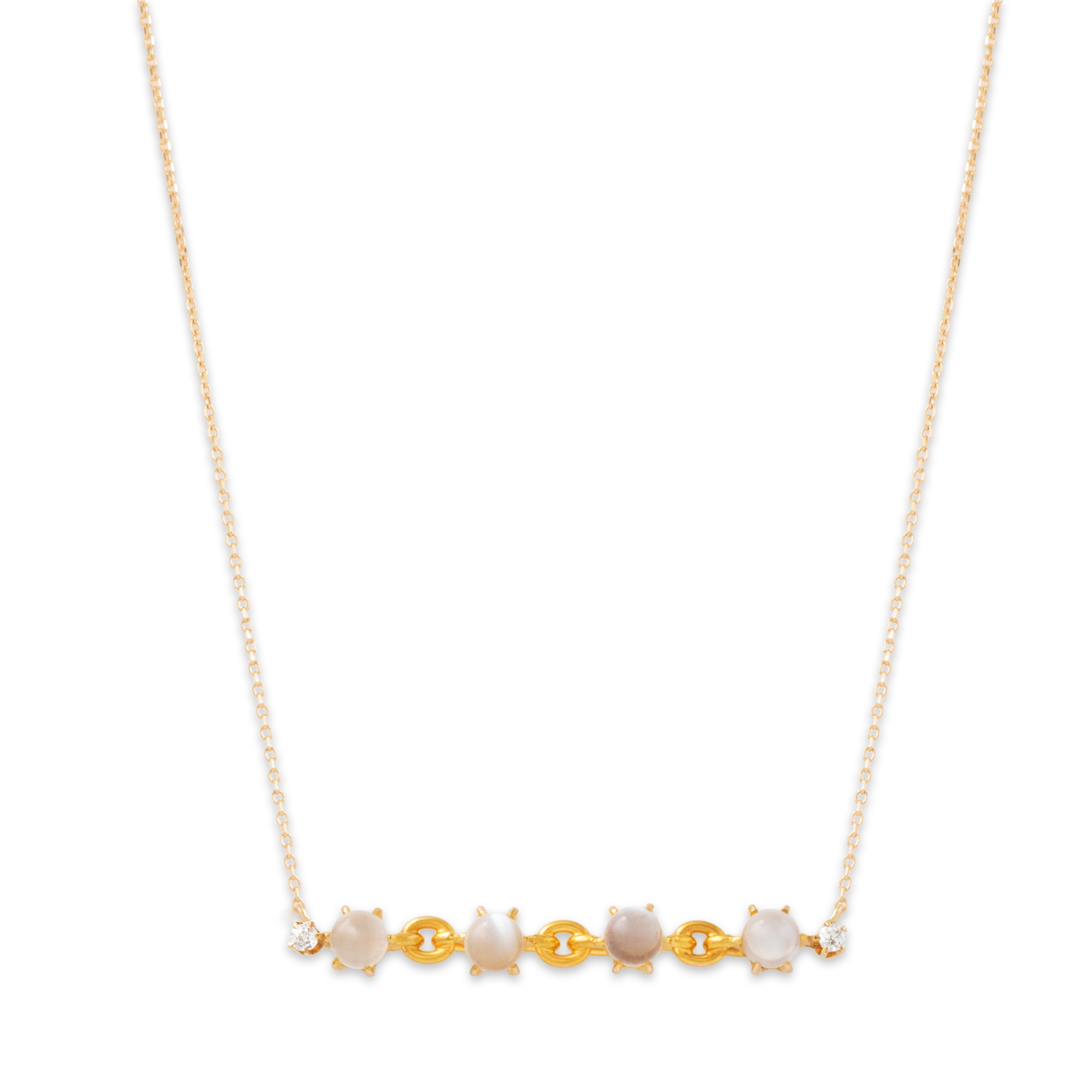 Antique 14k Yellow Gold 3.2cttw Cat's Eye Moonstone Old Mine Diamond Necklace 16、mySite、hinf8tx79