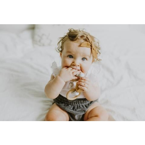 Hayes Silicone + Wood Teether Ring - Howlite、mySite、g9winljtr