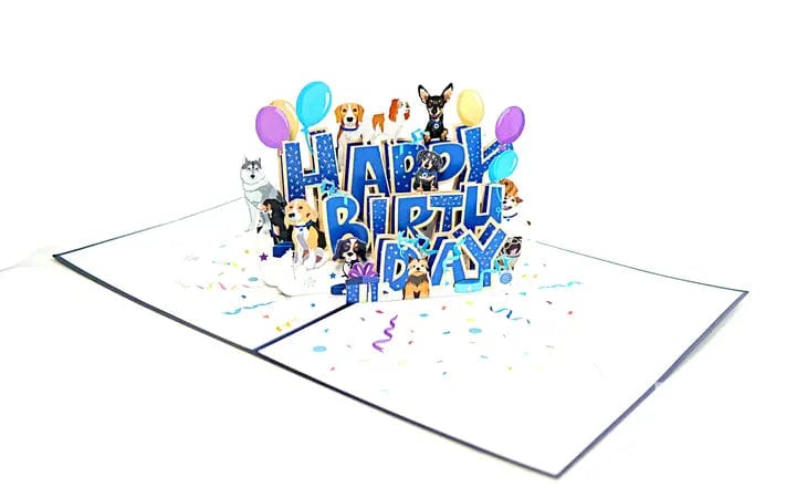 Dogs Happy Birthday 3D Pop-Up Card Dog Lovers、mySite、g9winljtr