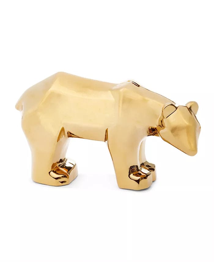 Holiday Lane's Porcelain Figurine Shine Bright Gold-Tone Bear Décor Porcelain Imported、mySite、g9winljtr
