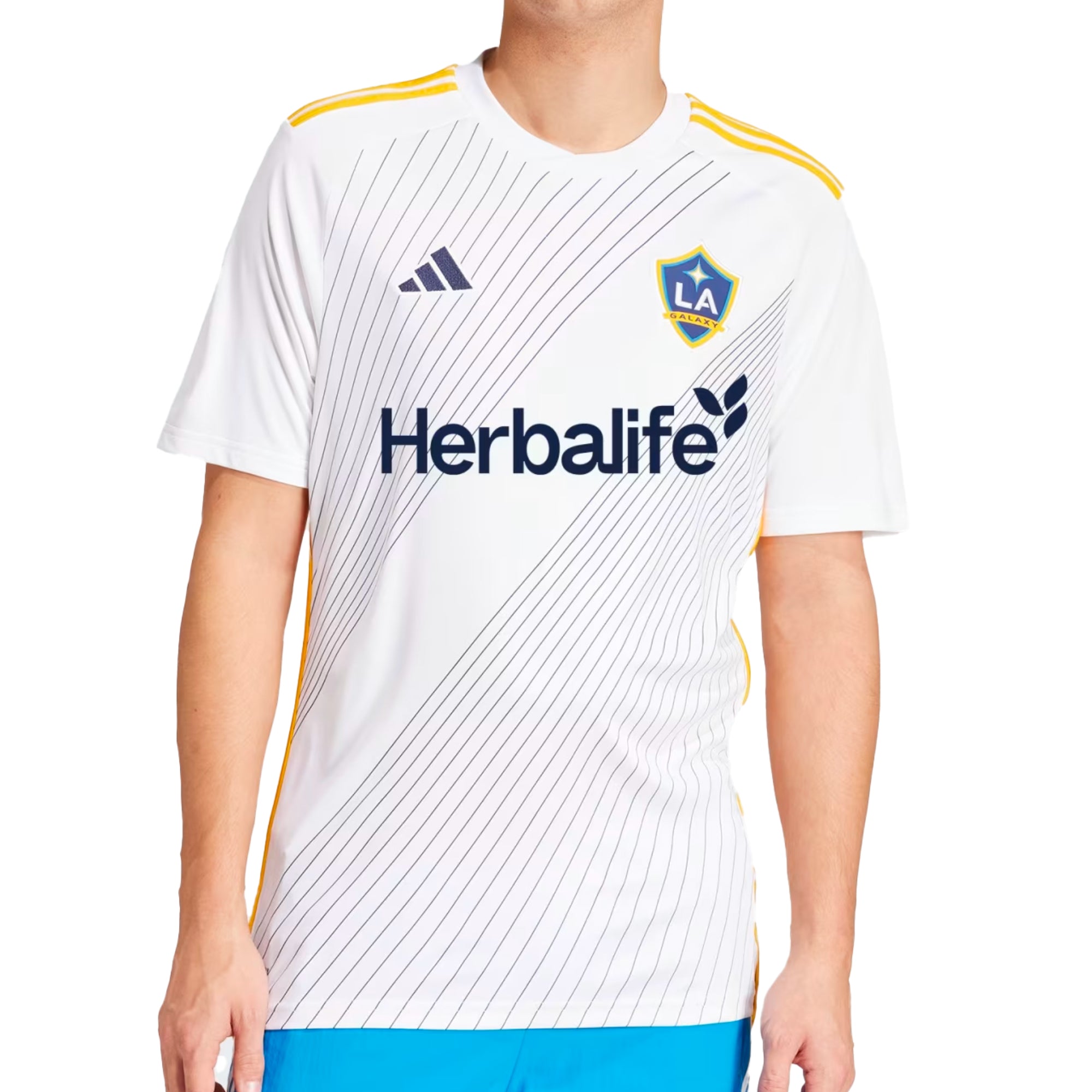 adidas Men's LA Galaxy 2024/25 Home Jersey White/Blue、mySite、noshort