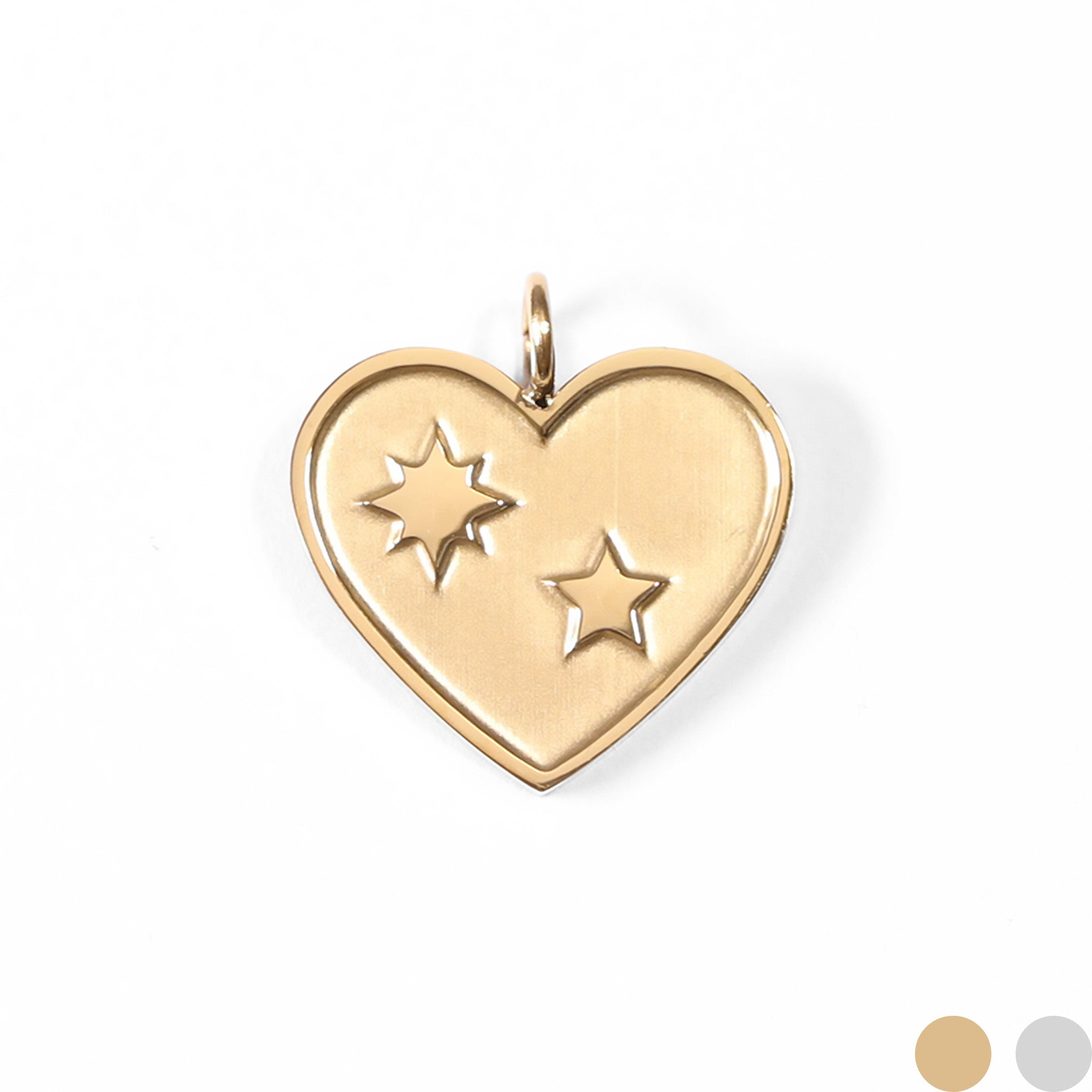 18K Gold PVD Coated Stainless Steel Heart with Stars Charm / PDL0009、mySite、dreamappss