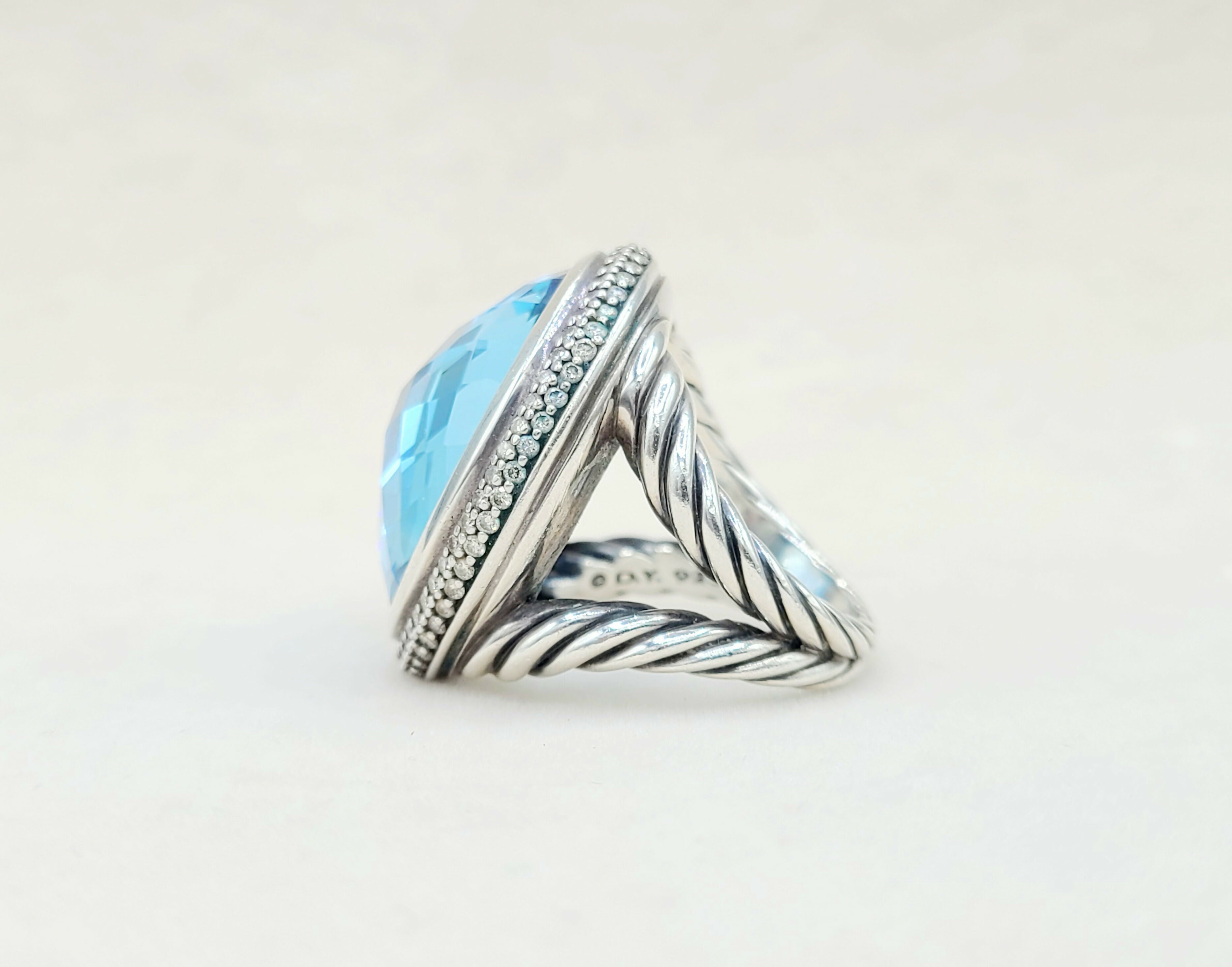 David Yurman Signature Oval Ring Blue Topaz & Diamonds、mySite、hinf8tx79
