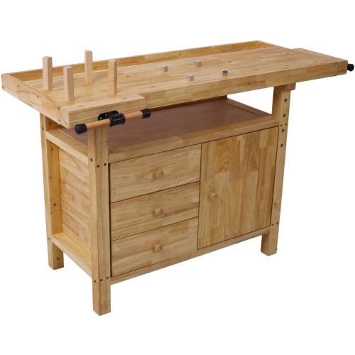 55-Inch Wood Workbench - Wooden Workbench for Garage Workshop and Home、、eastwooduniform