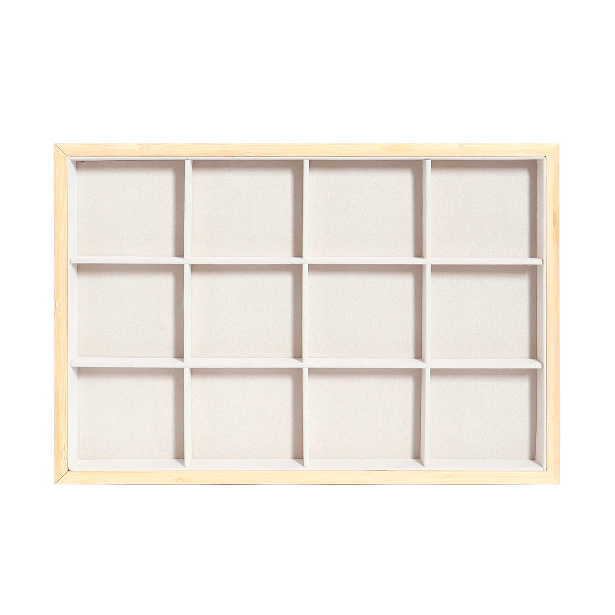 Natural Wood & Suede 12 Unit Jewelry Tray Display / DSP0032、mySite、dreamappss