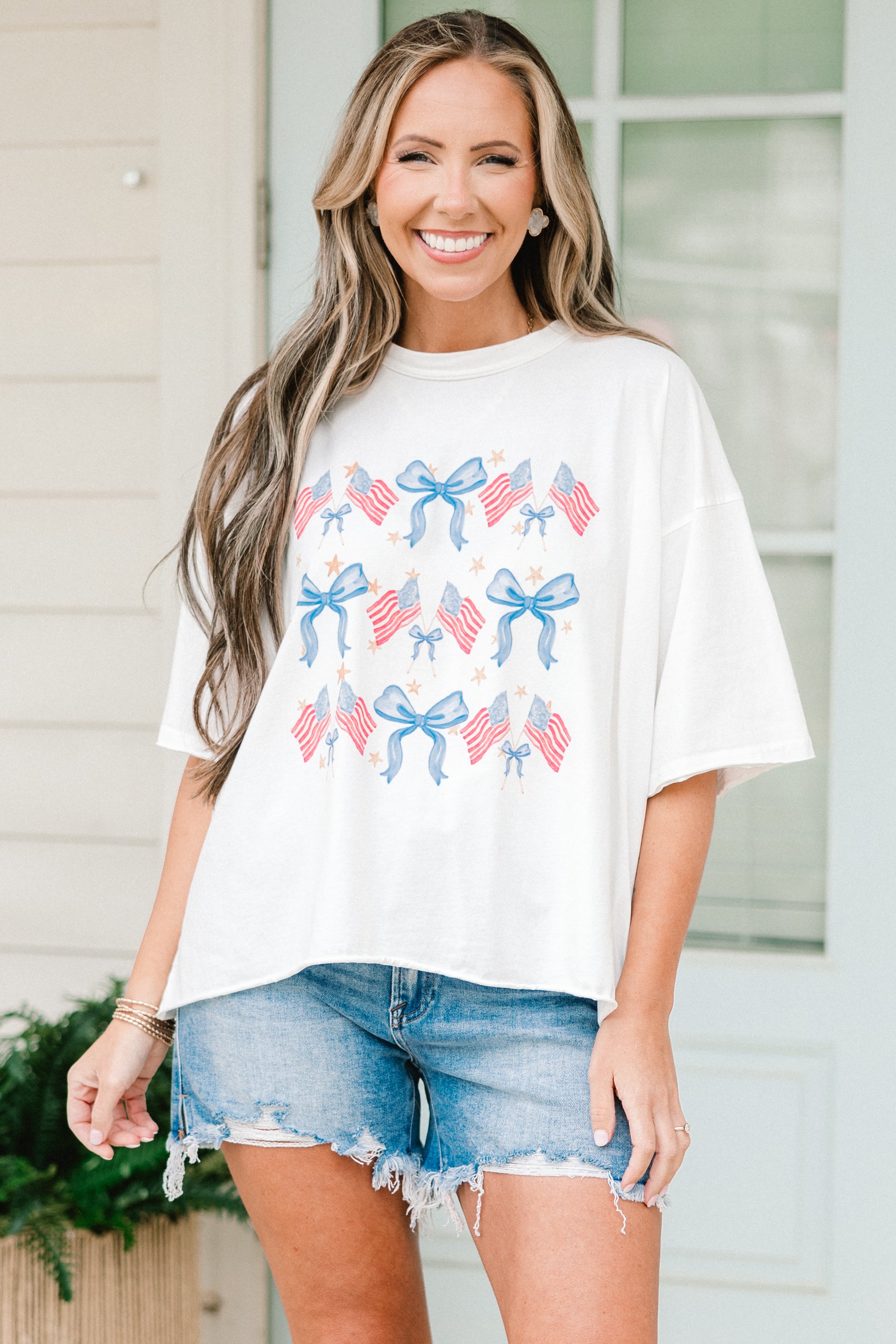  Red, White & Bows Vintage Wash Tee, White、mySite、justintrudeaud