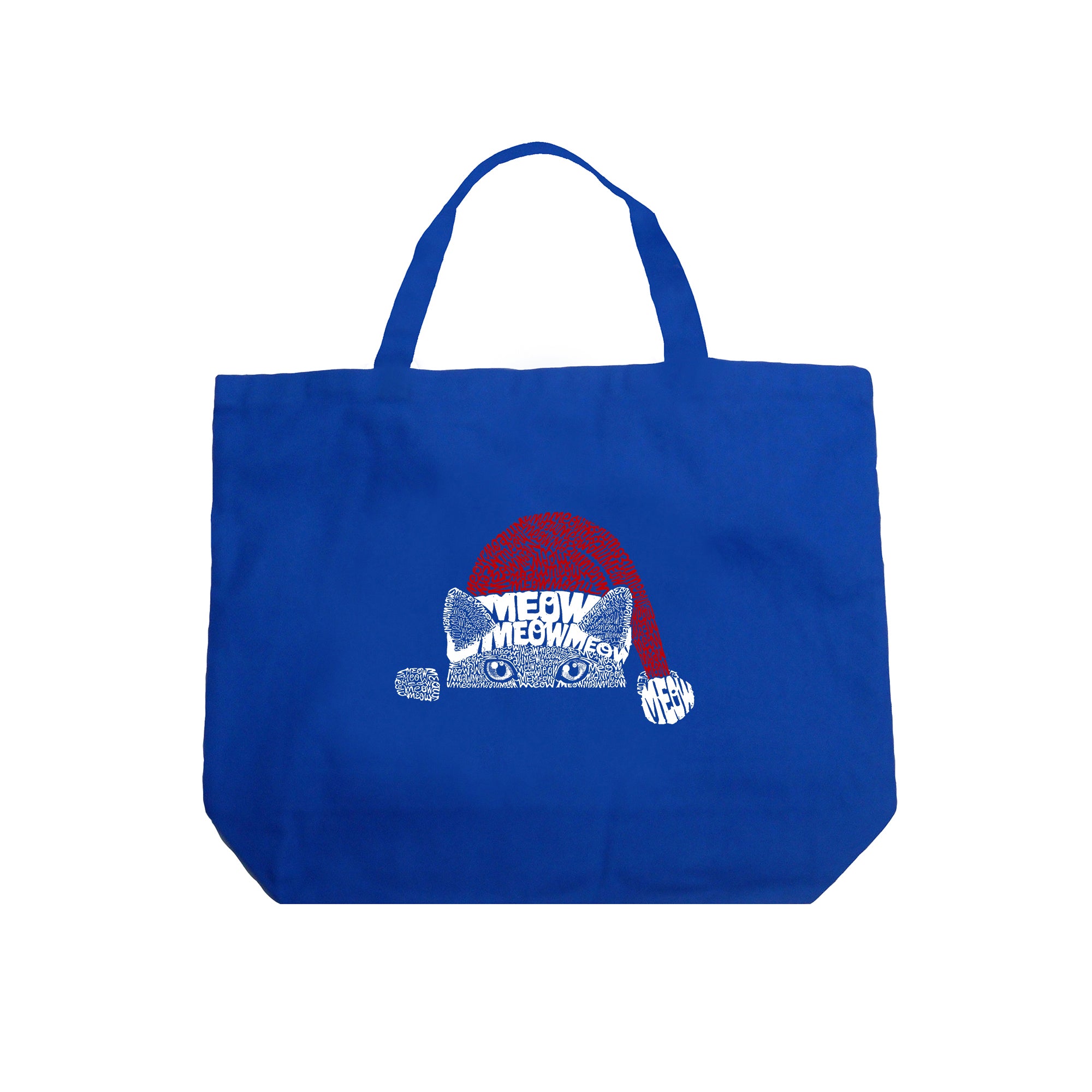 Christmas Peeking Cat - Large Word Art Tote Bag、mySite、camillekostekn