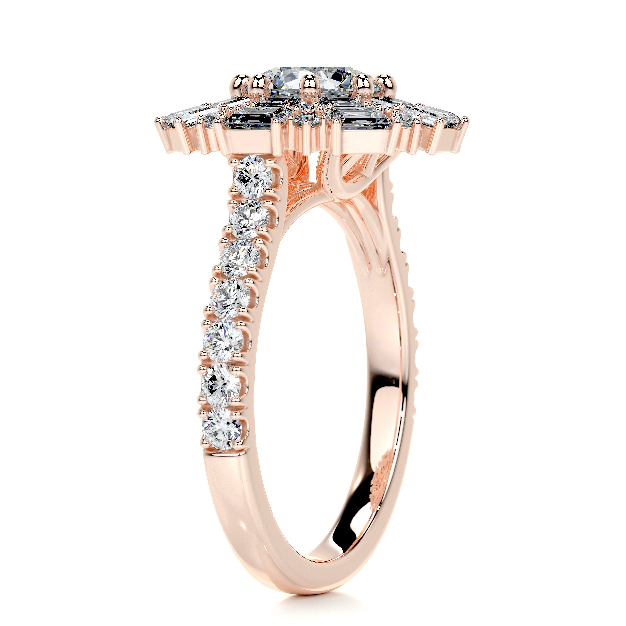 Snowflake Diamond Engagement Ring -14K Rose Gold、mySite、hinf8tx79